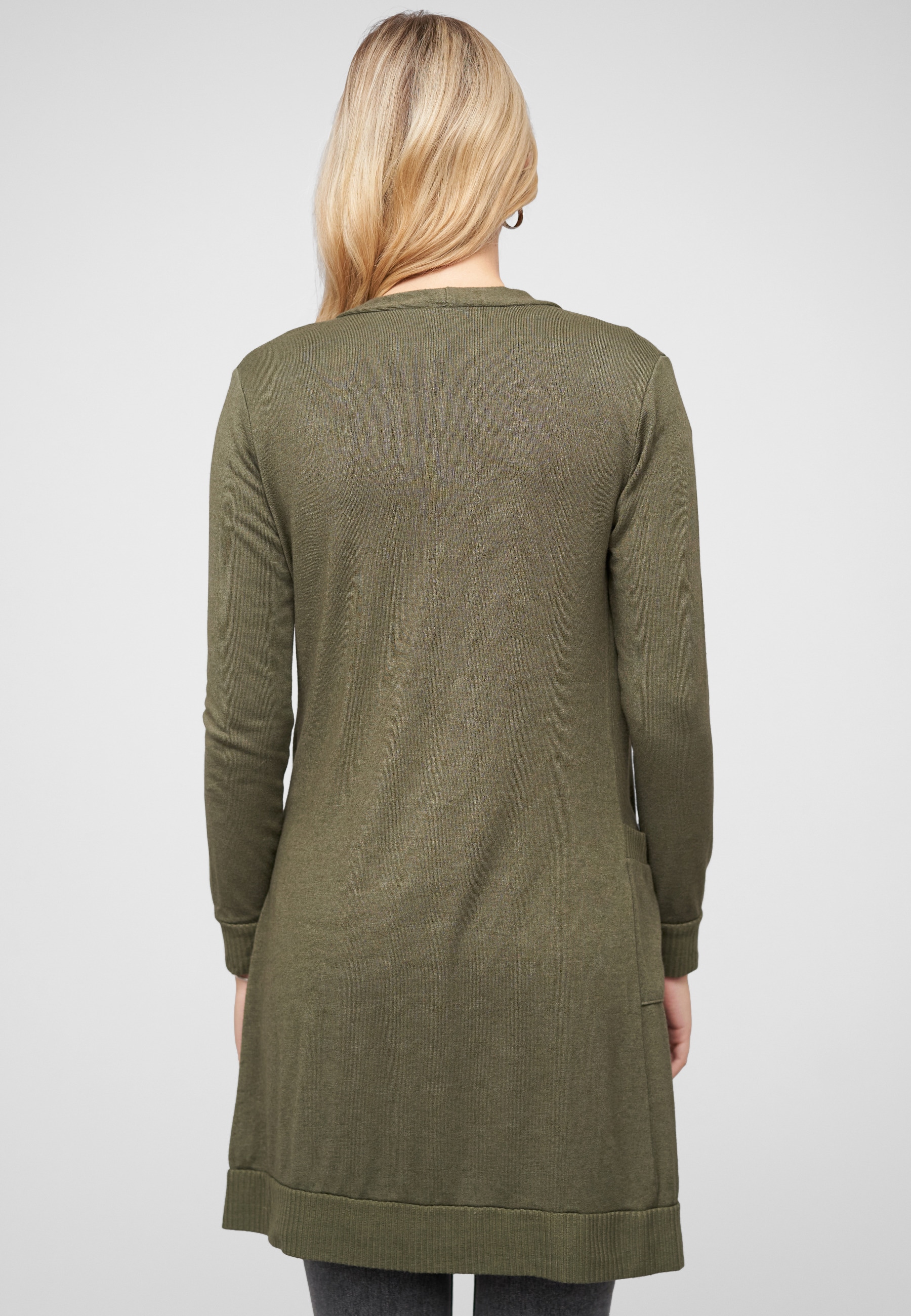 CLOUD 5IVE Strickjacke »CLOUD 5IVE Longform Viskose Cardigan mit 2 seitl. Taschen« 1 Stk.