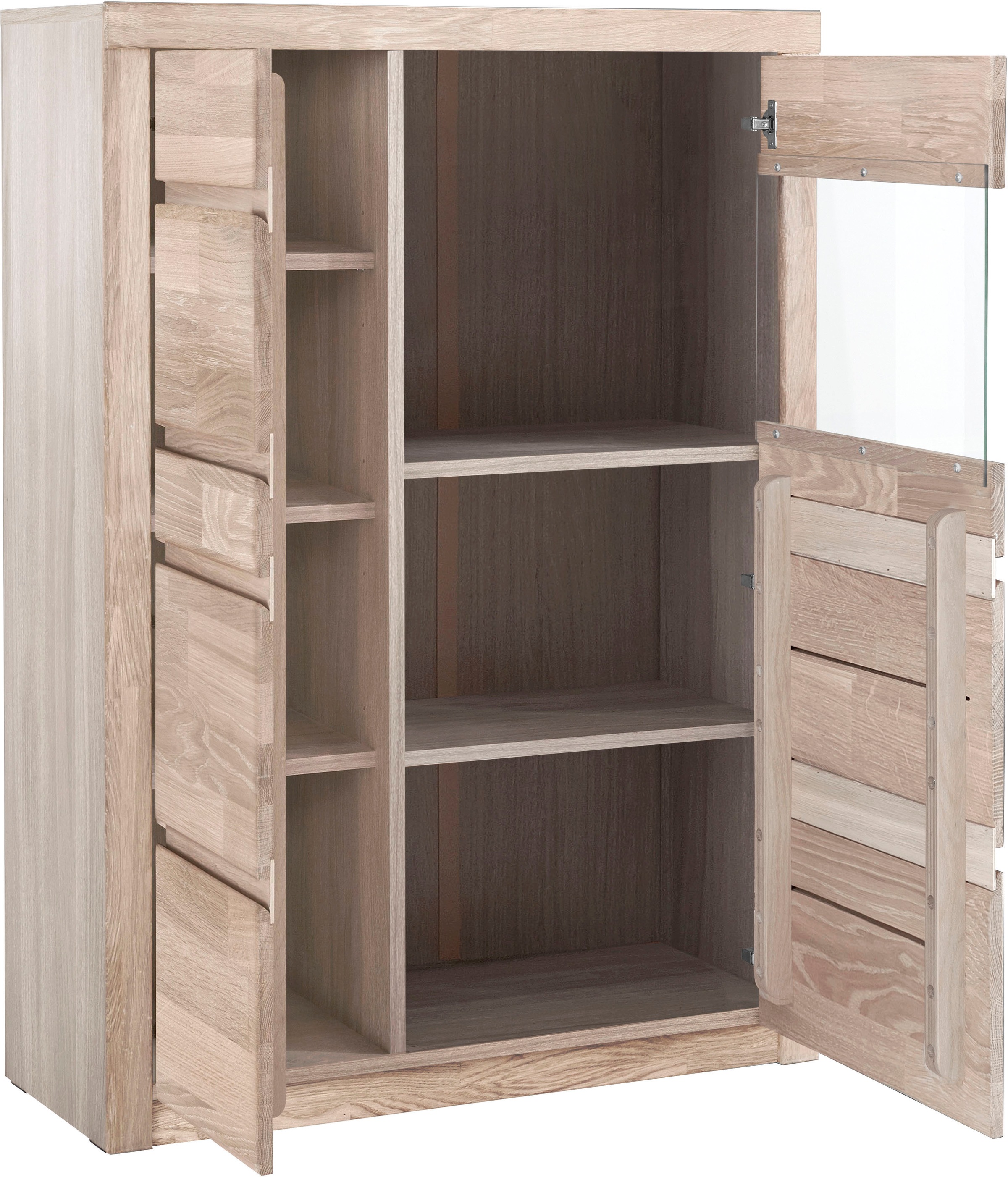 90 Glaseinsatz mit cm BAUR Highboard Breite Türen »Silkeborg«, |