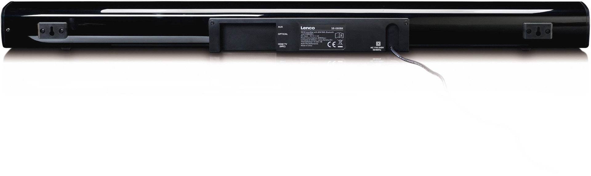 Lenco Soundbar »SB-080 Soundbar 80W RMS mit eingebautem Subwoofer«, USB,  Bluetooth, HDMI (ARC), Digital Optical, AUX | BAUR