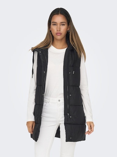 ONLY Steppweste »ONLASTA – Lange Steppweste mit Kapuze für kalte Tage«, regular fit, modisch, Web, Polyester, Kapuze