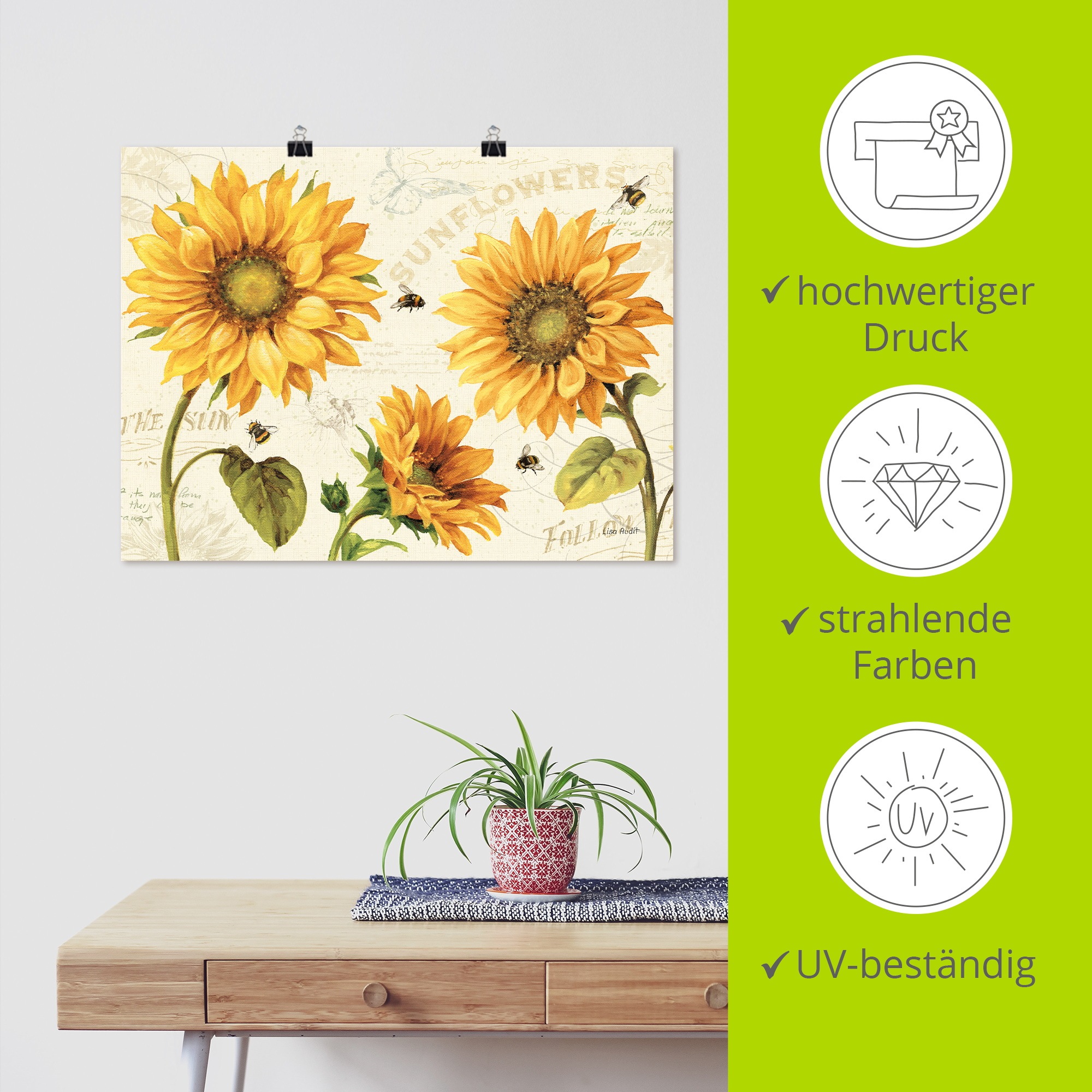 Wandbild ARTLAND "Under the Sun III", farbe bild(er): gelb, B:120cm H:90cm, Papier, Bilder, als Alubild, Leinwandbild, Poster, Wandaufkleber in verschied. Größen 2