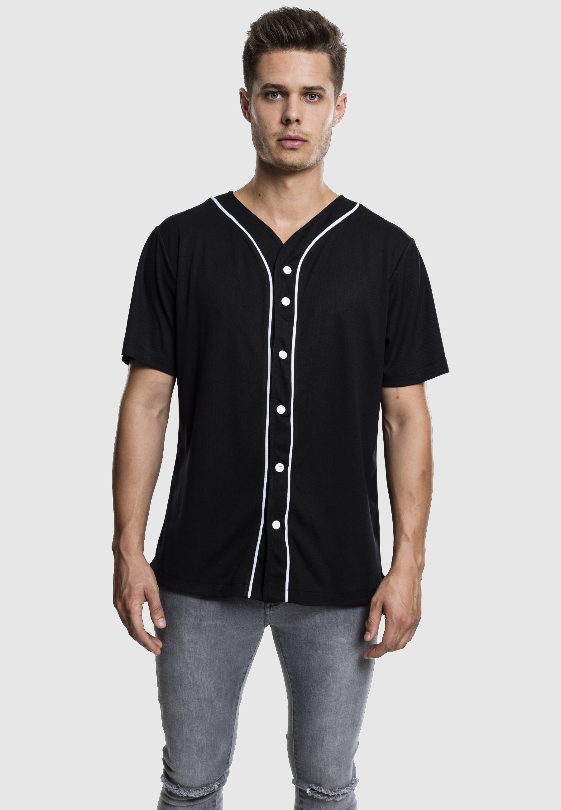 URBAN CLASSICS Kurzarmhemd »Urban Classics Herren Baseball Mesh Jersey« 1 Stk.