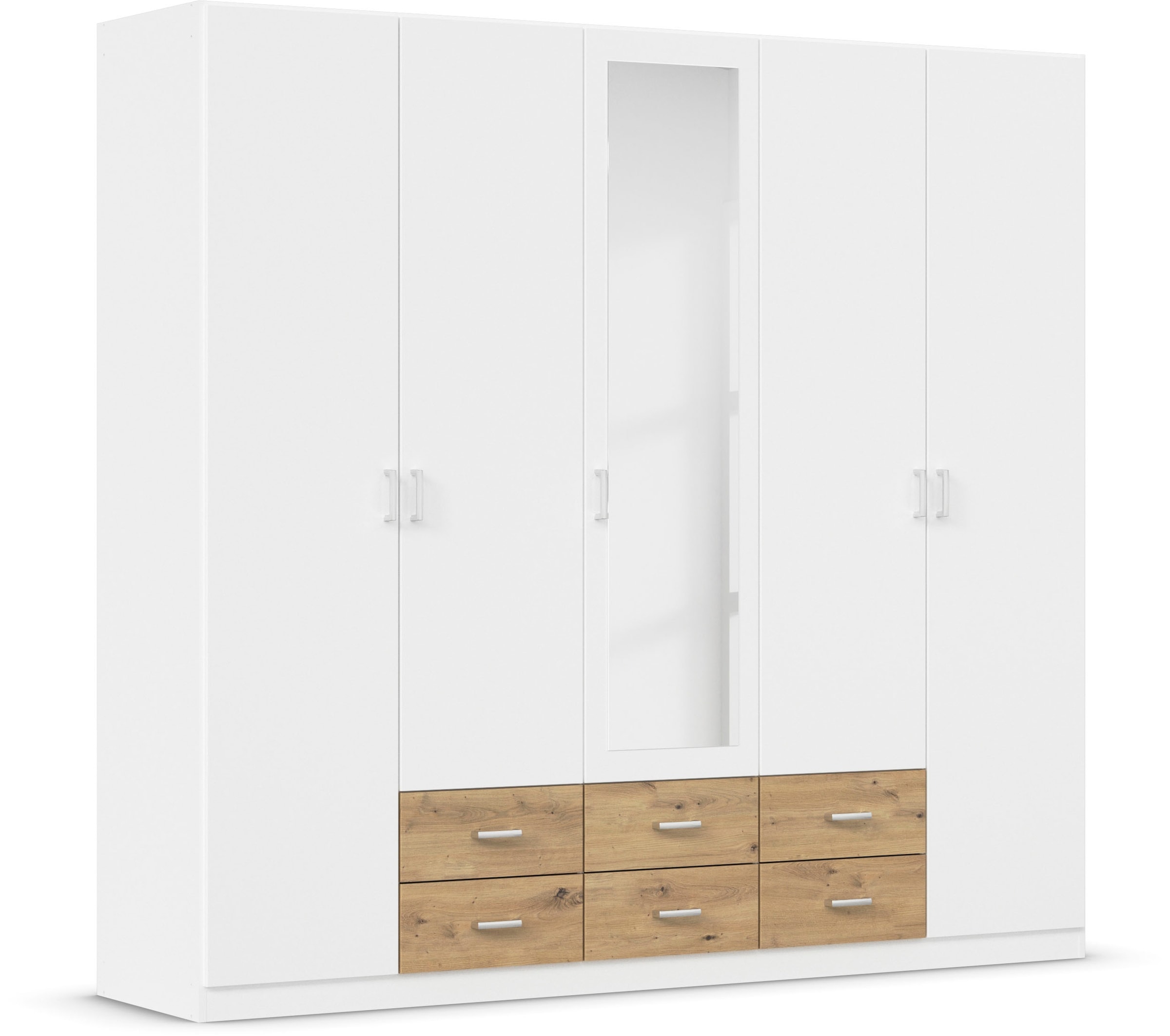 rauch Kleiderschrank "Schrank Garderobe Ankleide GAMMA Breiten 91/136/181/226/271/315/360 cm" in 3 Ausstattungen BASIC/CLASSIC/PREMIUM (inkl. SOFT-CLOSE-Funktion), verschiedene Griff-Varianten, mit Spiegel TOPSELLER MADE IN GERMANY