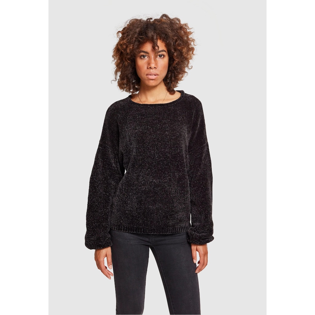 URBAN CLASSICS Rundhalspullover »Urban Classics Damen Ladies Oversize Chenille Sweater«, (1 tlg.)