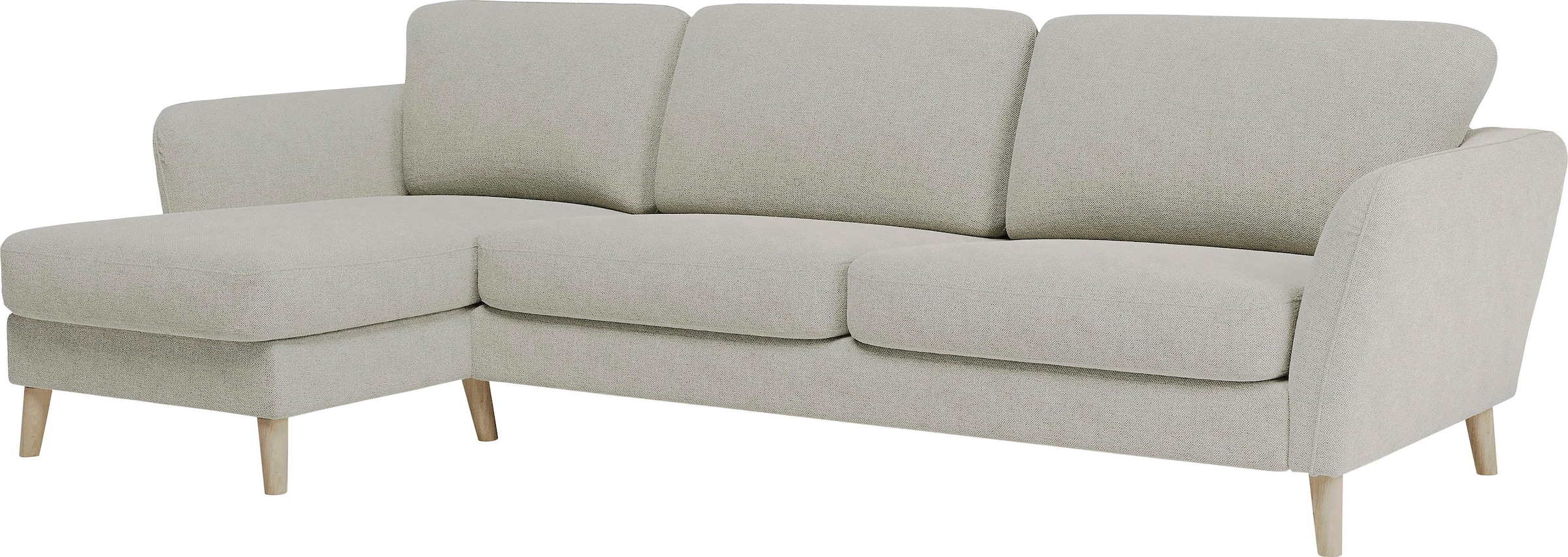 Home affaire Ecksofa »MARSEILLE (279/152cm),L-Form, Rec. rechts/links, verschiedene Bezüge« Massivholzbeine Eiche, Landhausstil, Wellenunterfederung