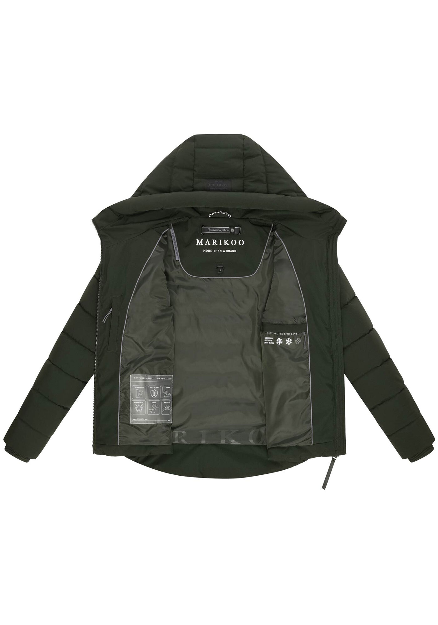 Marikoo Winterjacke »Tayenaa«, mit schmaler Steppung und extra hohem Kragen