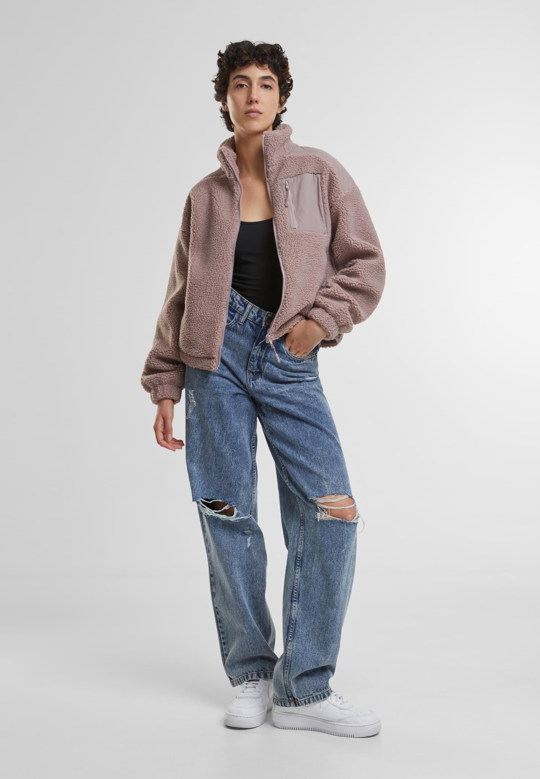 URBAN CLASSICS Winterjacke »Urban Classics Damen Ladies Sherpa Mix Jacket«, (1 St.), mit Kapuze