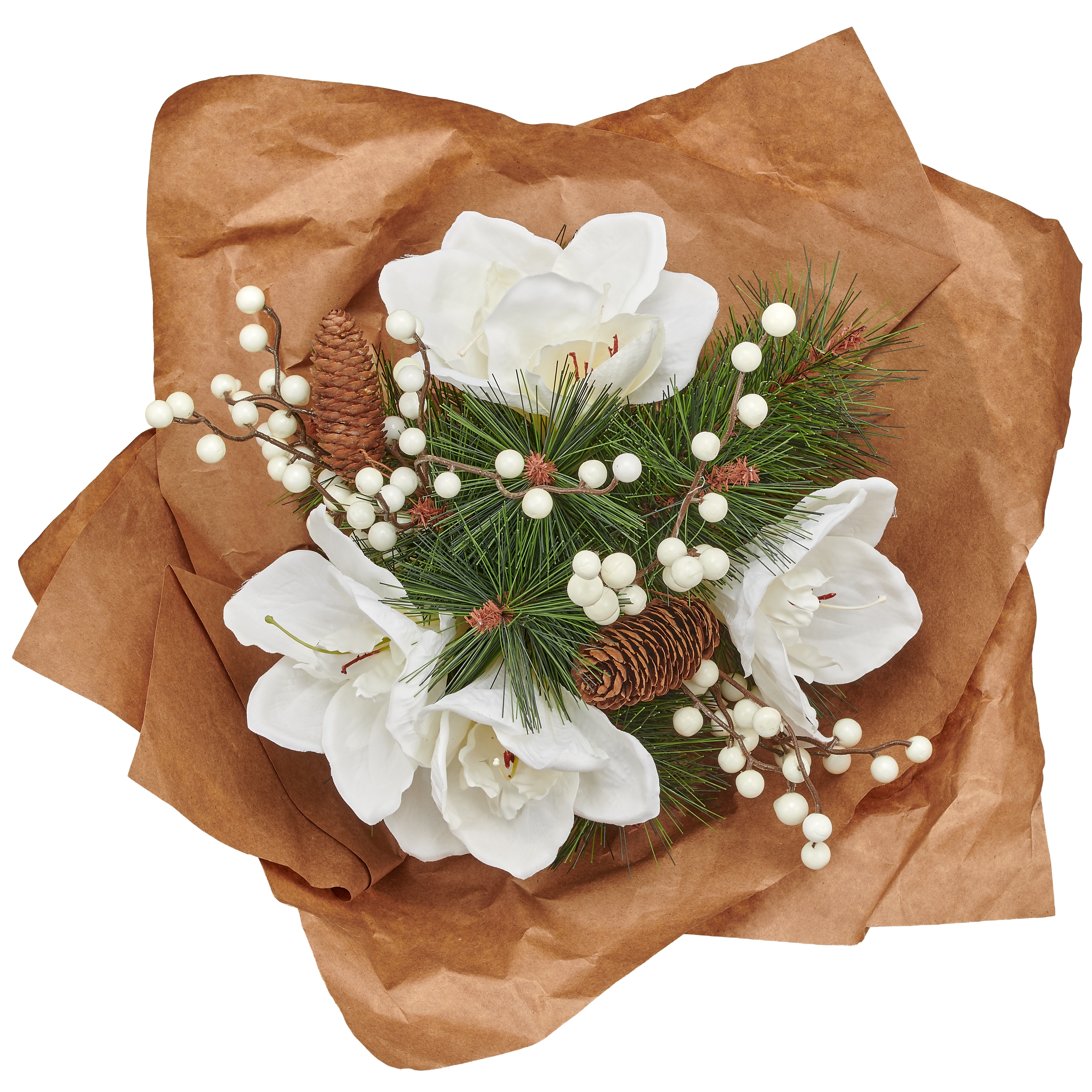 OTTO home Winterliche Kunstpflanze "Strauß mit Amaryllis" mit Papiermanschette
