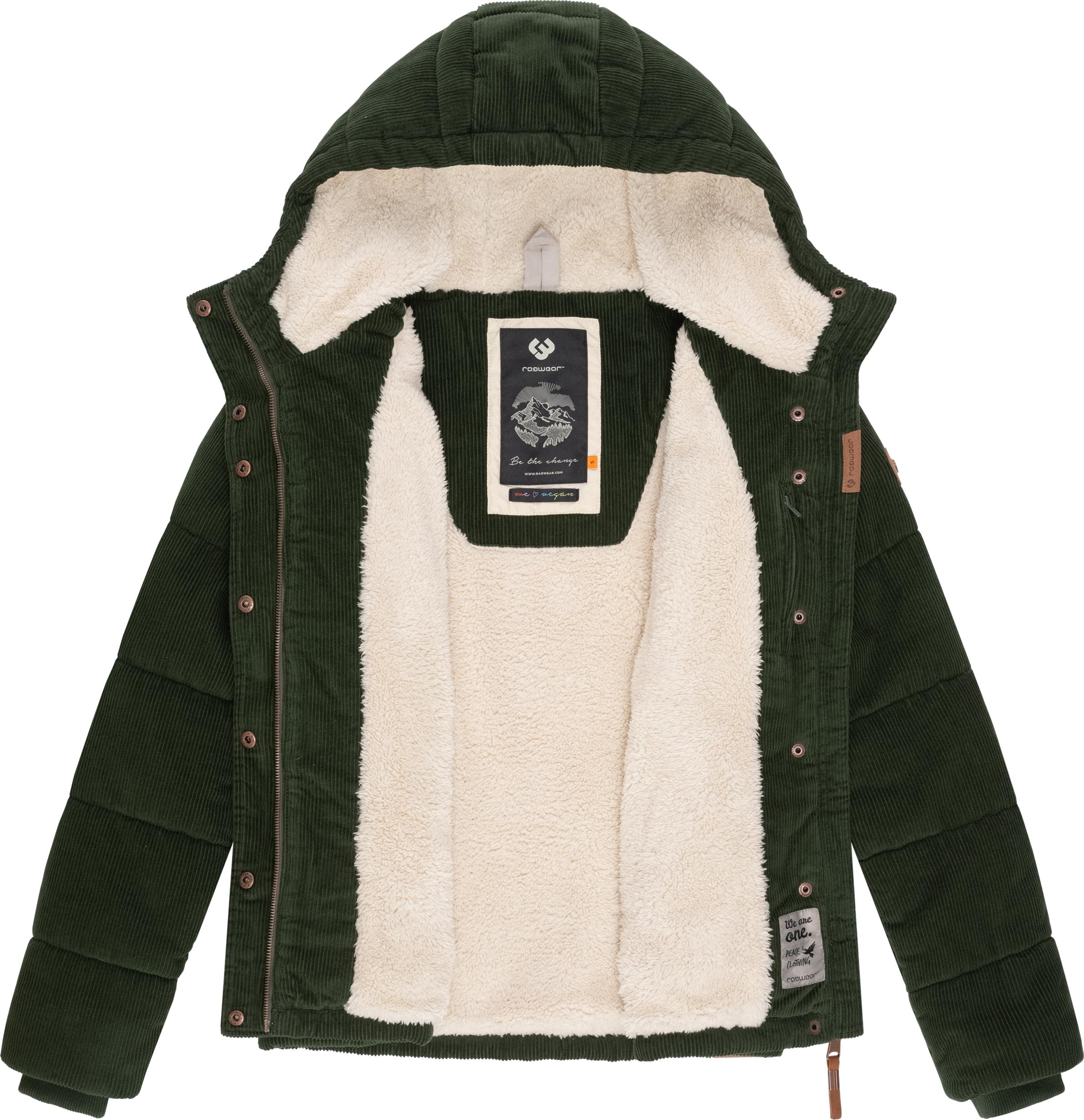 Ragwear Cordjacke »Wuggys«, mit Kapuze, Stylische Damen Kordjacke mit flauschigem Innenfutter