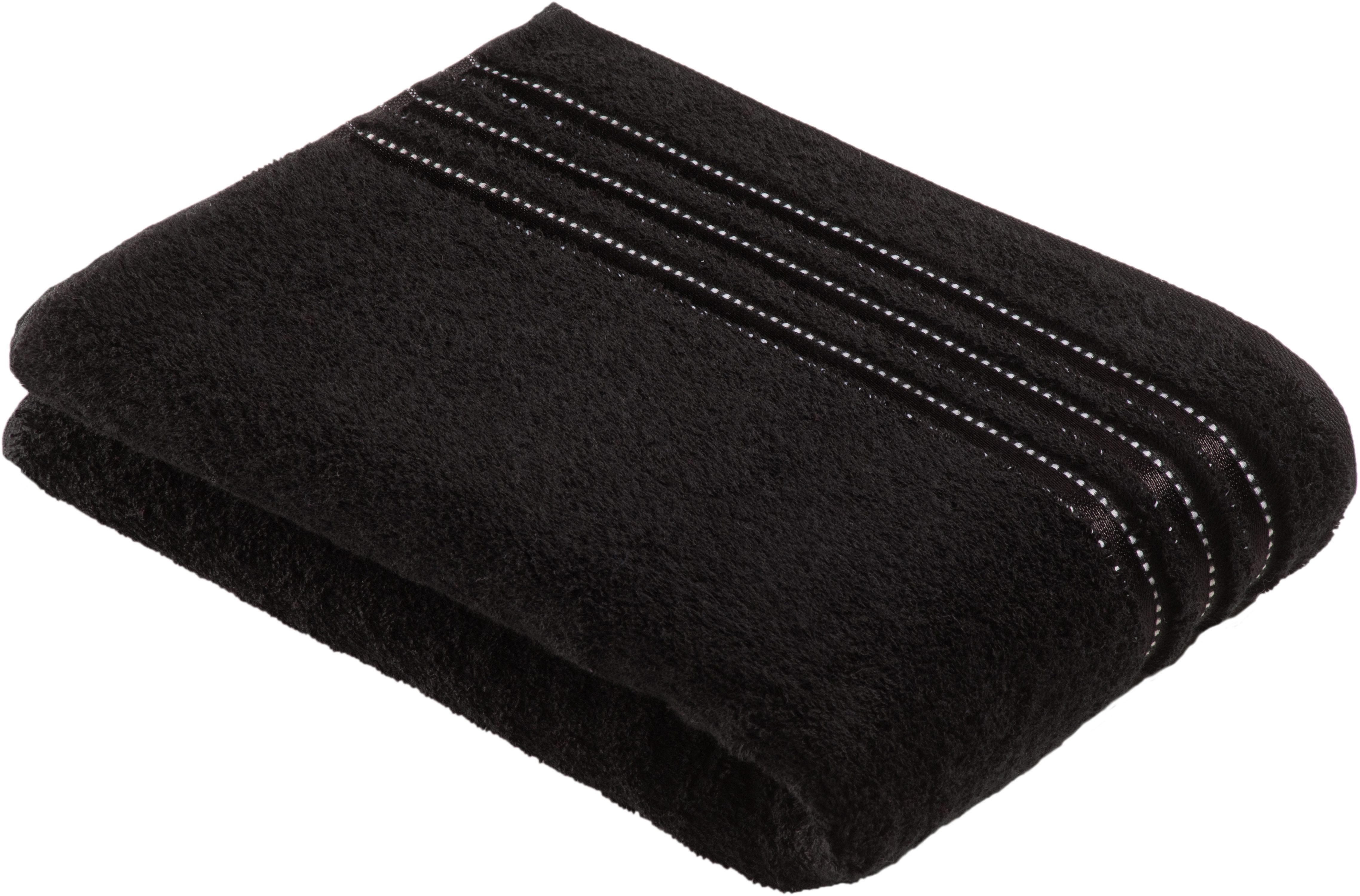 Badetuch VOSSEN, B:67cm L:140cm, schwarz, Walkfrottee, Walkfrottee, Handtücher, "Cult de Luxe", mit Glanzbordüre