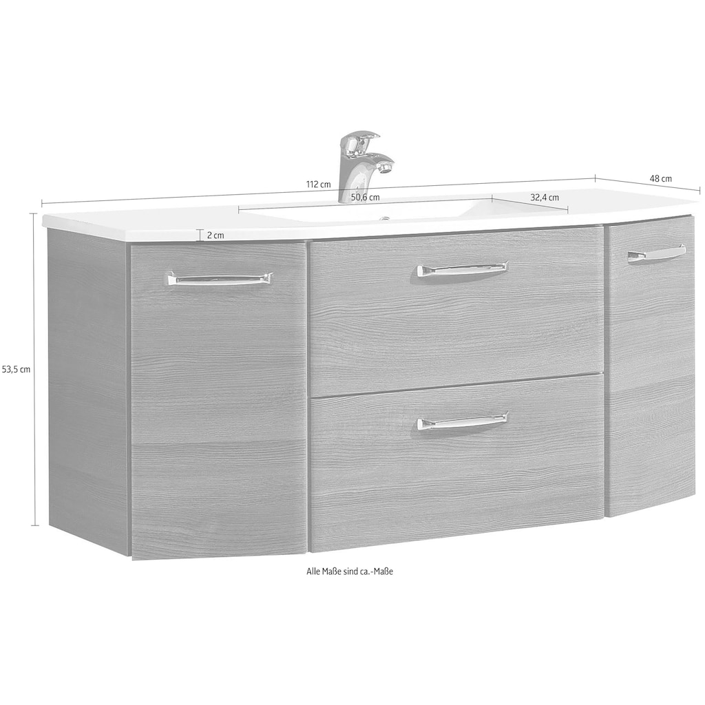Saphir Waschtisch »Quickset Waschplatz, Mineralmarmor-Waschtisch, 112 cm breit, 2 Türen«