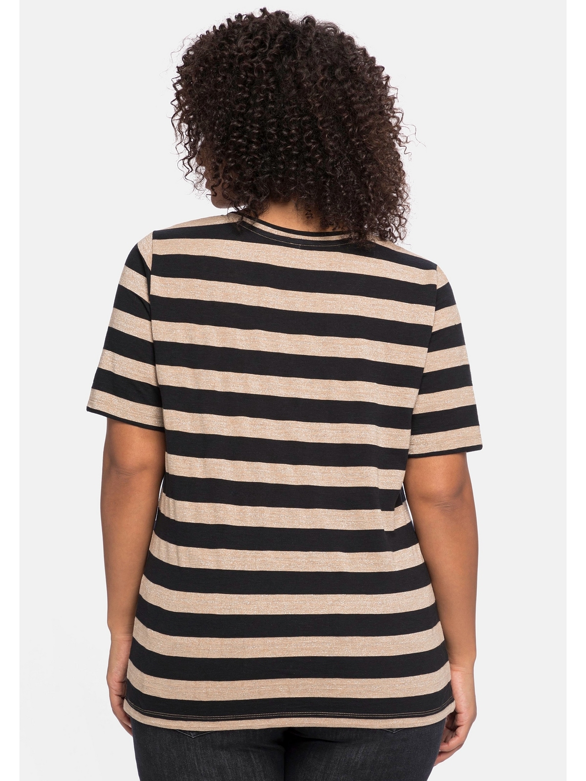 Sheego T-Shirt »Große Glitzereffekt BAUR Größen«, online | kaufen silberfarbenem mit
