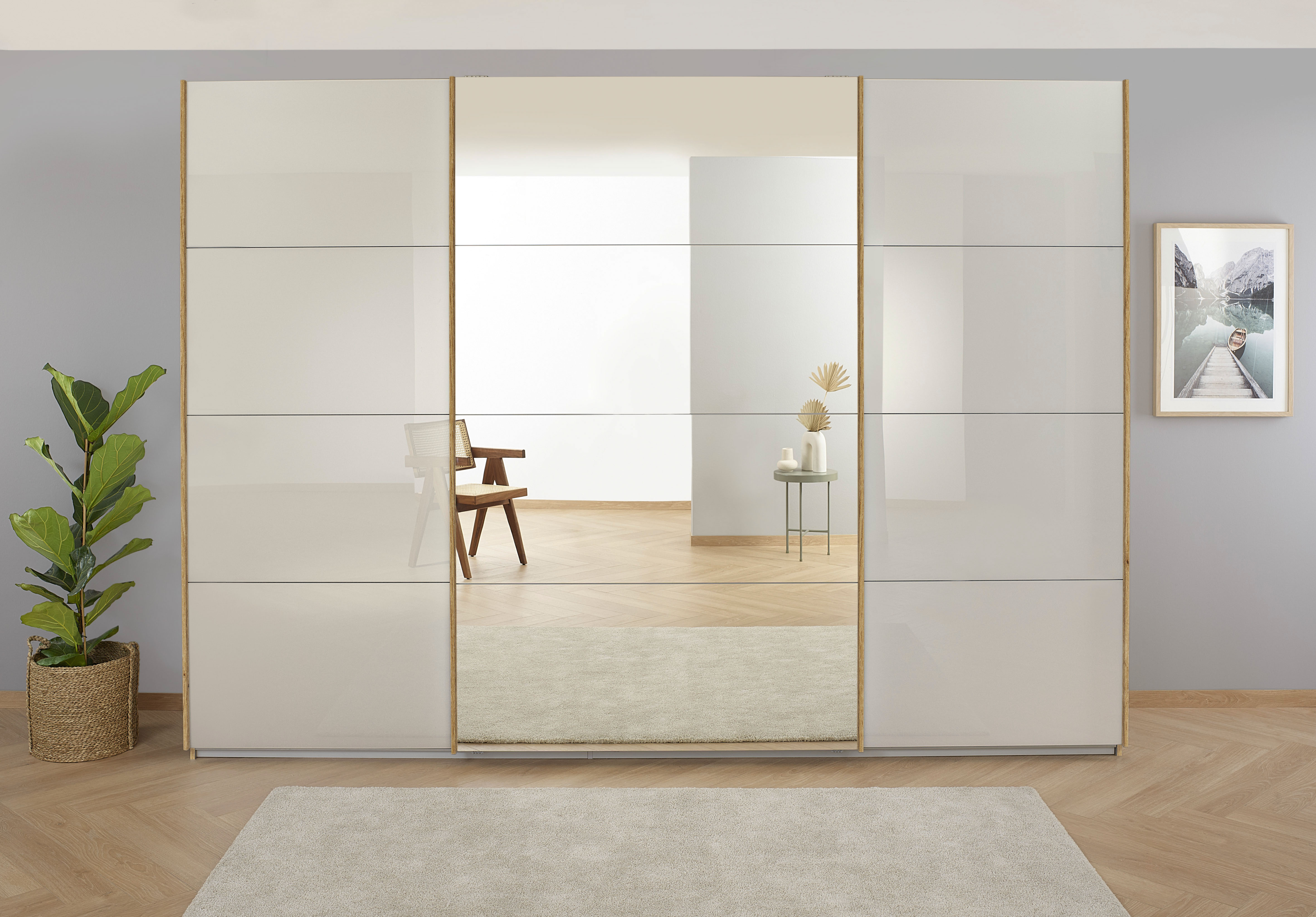 OTTO home Kleiderschrank "Mehrzweckschrank Aktenschrank Möbel Mietswohnung Schlafzimmer KOLUNA" 3 Ausstattungen BASIC/CLASSIC/PREMIUM (inkl. SOFT-CLOSE-FUNKTION), Breiten 203/271/315/360 cm Höhen 210/229 Glas-Front MADE IN GERMANY