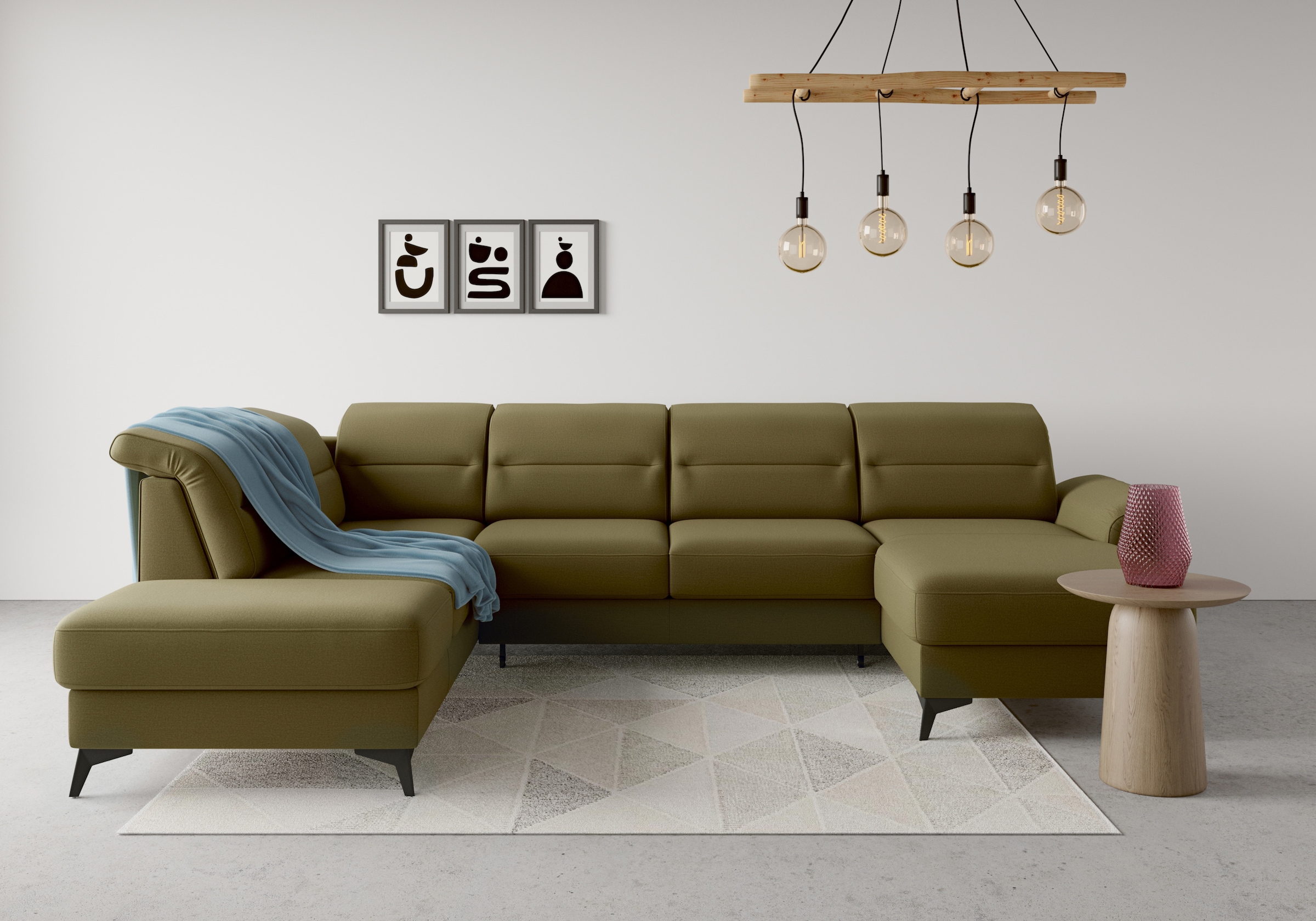 sit&more Wohnlandschaft "Sinatra U-Form" optional mit Kopfteilverstellung und Armteilfunktion, Metallfüße