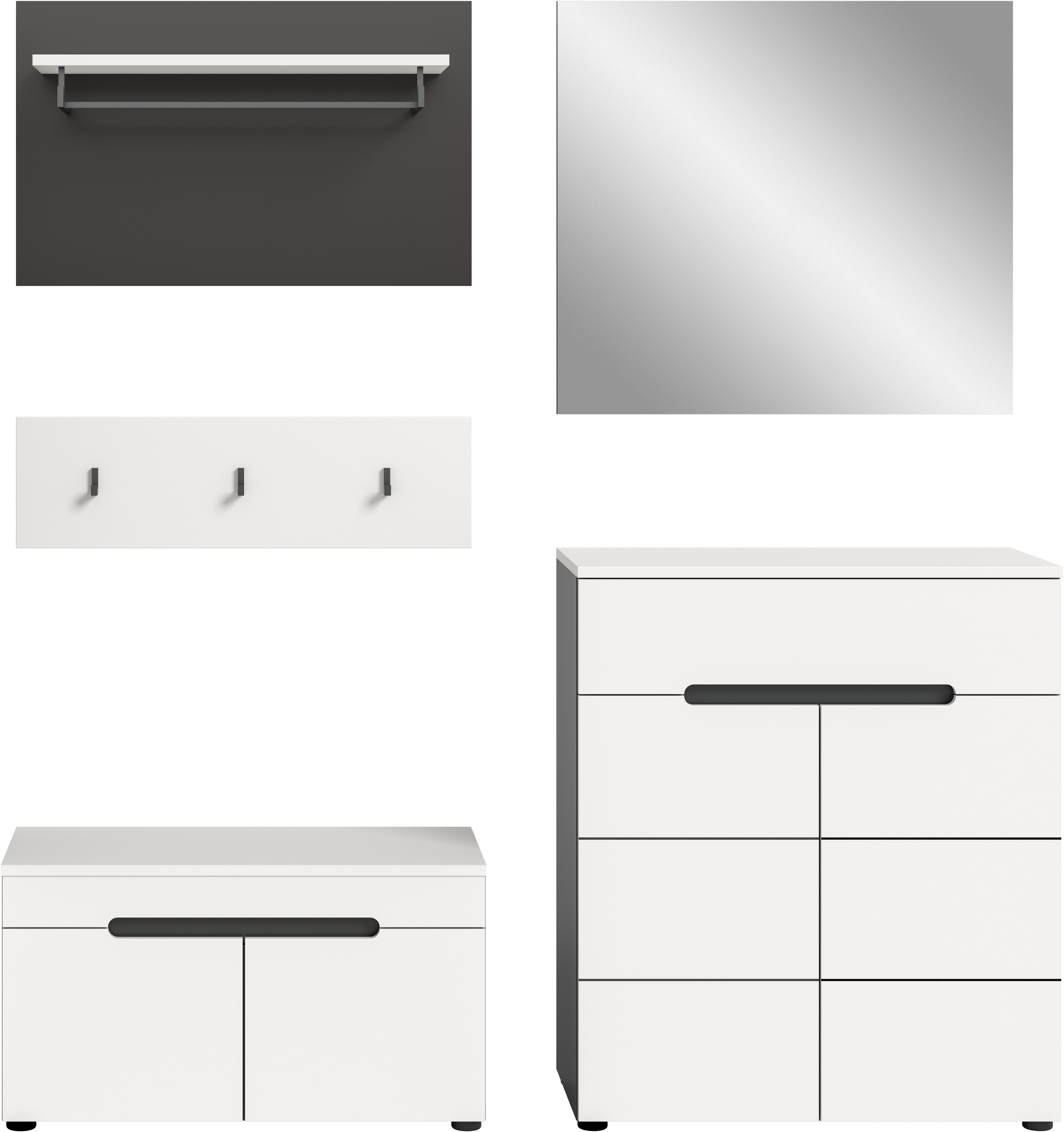 Thumbnail - INOSIGN Garderoben-Set "REHAT, TOPSELLER, 5-teilig, Breite 175cm, individuell stellbar" bestehend aus: Sitzbank, Paneel,...