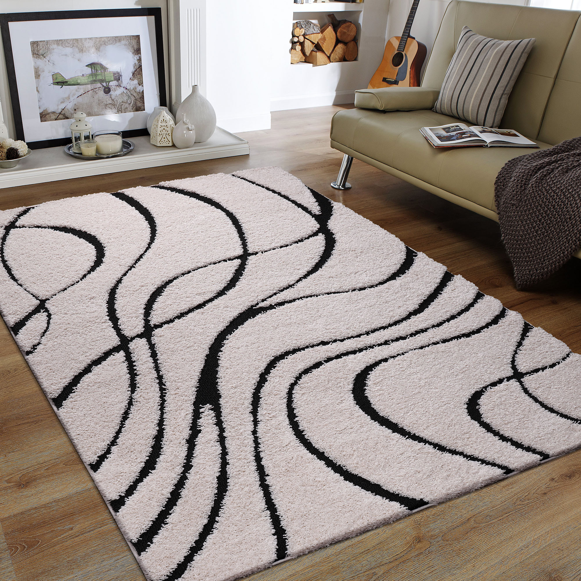 Sanat Hochflor-Teppich "Luxus 3503, auch in Rund erhältlich" rechteckig 30 mm Höhe robuster Langflor, weich, Wohnzimmer, Schlafzimmer