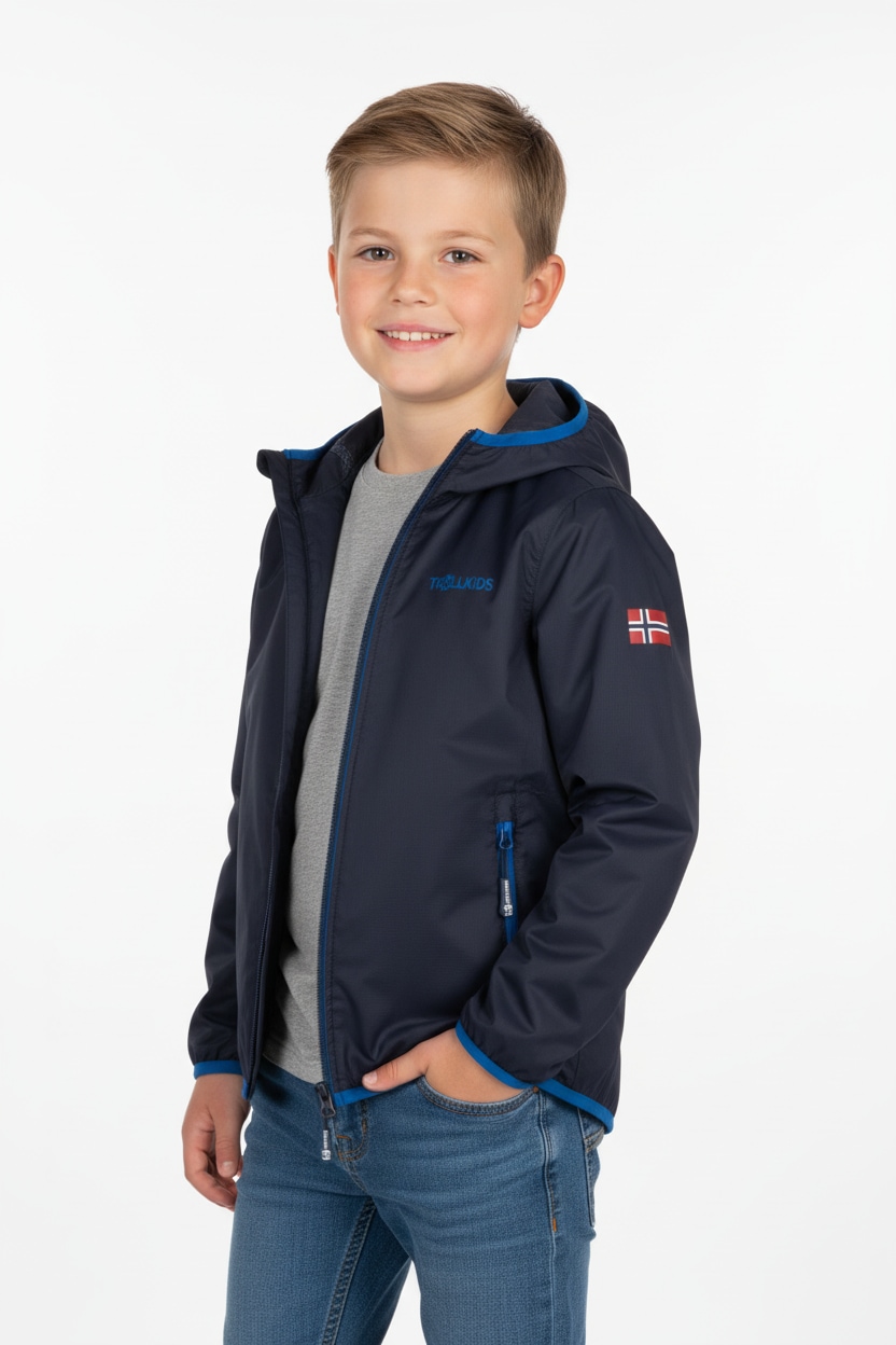 TROLLKIDS Regenjacke "Kids Trolltunga Jacket" mit Kapuze wasserdicht, winddicht, mit Kapuze, aus Polyamid