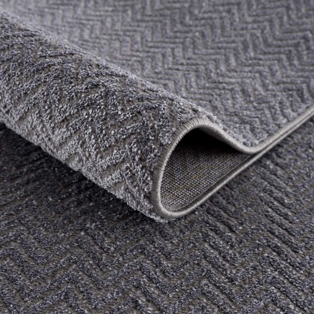 Carpet City Teppich »Friseé-Teppich FANCY805«, rund, 12 mm Höhe, Kurzflor, Einfarbig, 3D-Optik, Zickzack Look