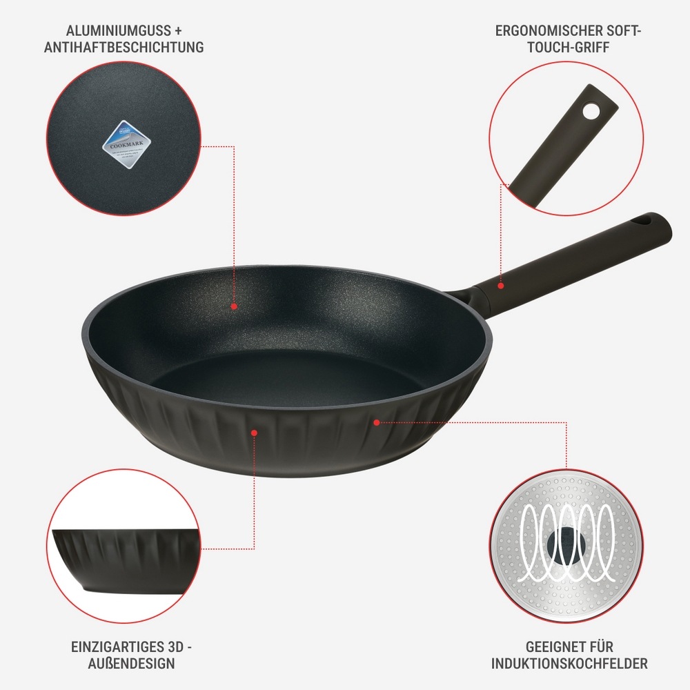 RESTO Kitchenware Bratpfanne »Ascella, antihaftbeschichtet und spülmaschinenfest«, Aluminiumguss, (1 tlg.), Induktion, für alle Herdarten geeignet