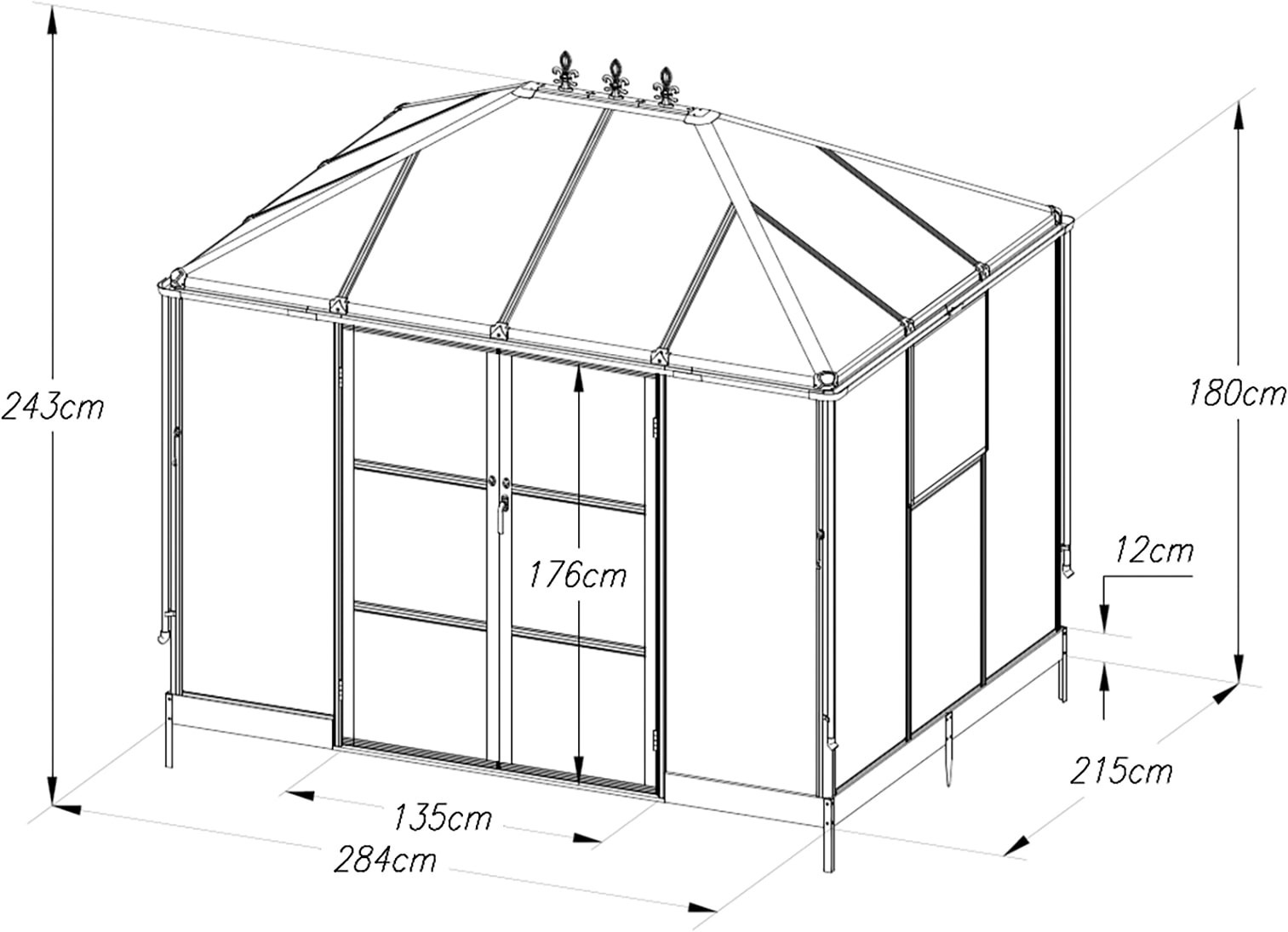 WESTMANN Gewächshaus »Suprema M Schwarz« 215x284x243cm