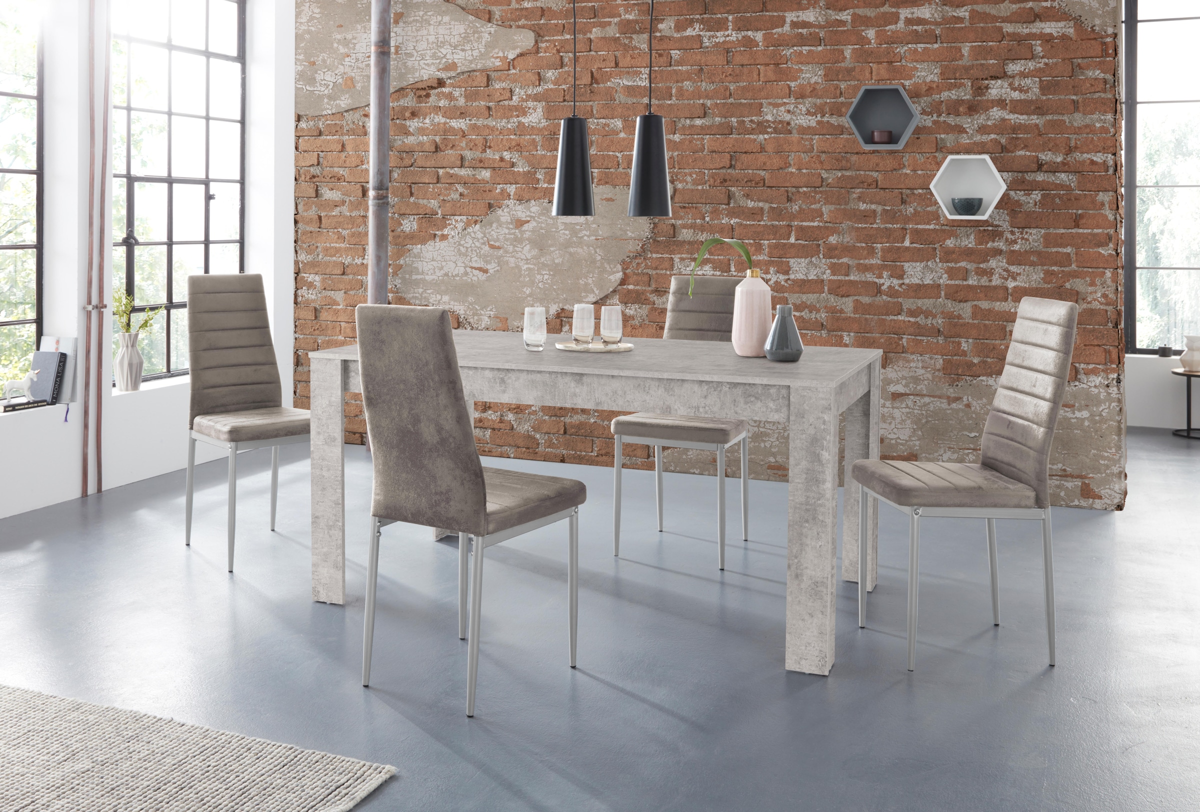INOSIGN Essgruppe "Lynn160/Kate" Set, 5 Stk. tlg. Tisch mit 4 Stühlen, Bela günstig online kaufen