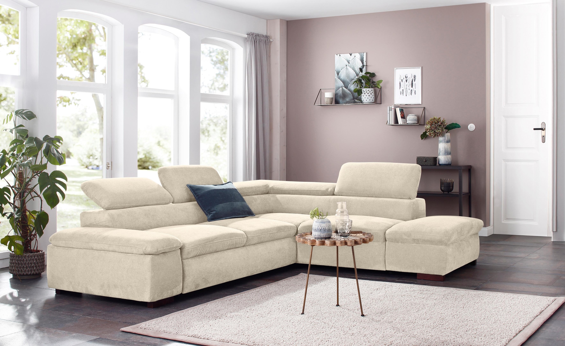 OTTO home Ecksofa "Alberto L-Form" mit Kopfteilverstellung, wahlweise mit Schlaffunktion