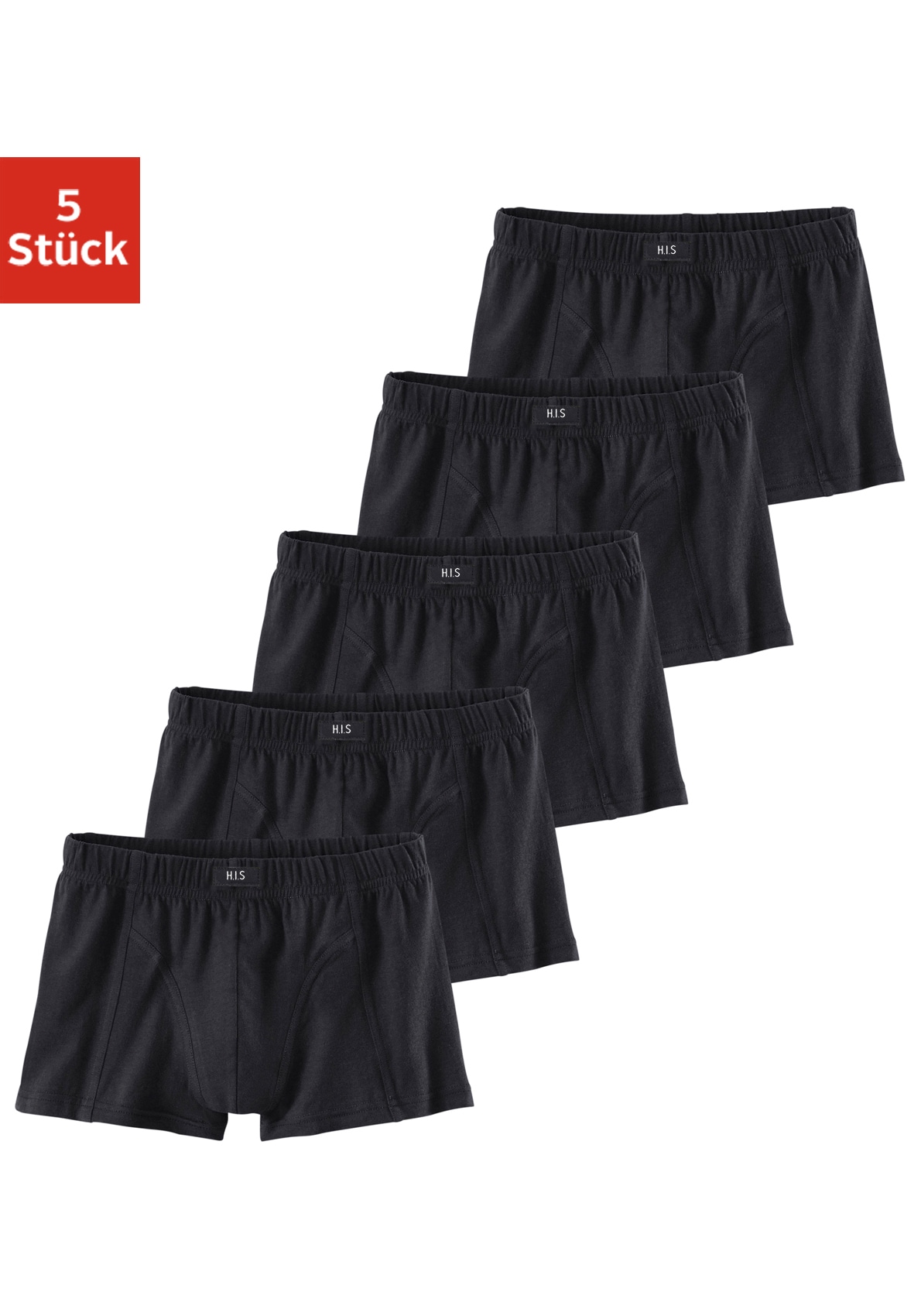 H.I.S Boxer "Boxershorts für Jungen" Packung, 5 Stk. unifarben, mit Markenlabel, Baumwollmischung
