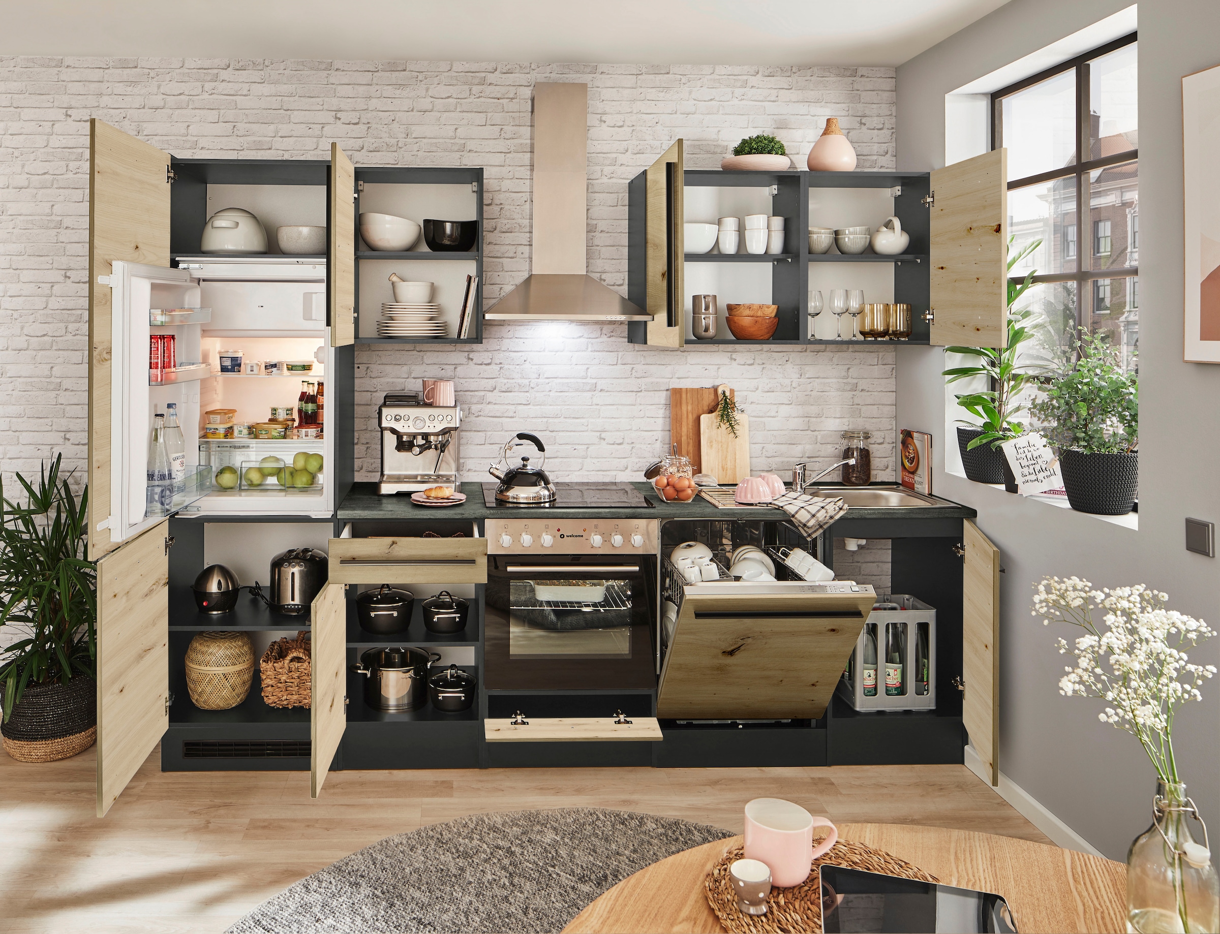 BASIC by Balculina Küchenzeile »Jazz«, Breite 280 cm, wahlweise mit E-Geräten