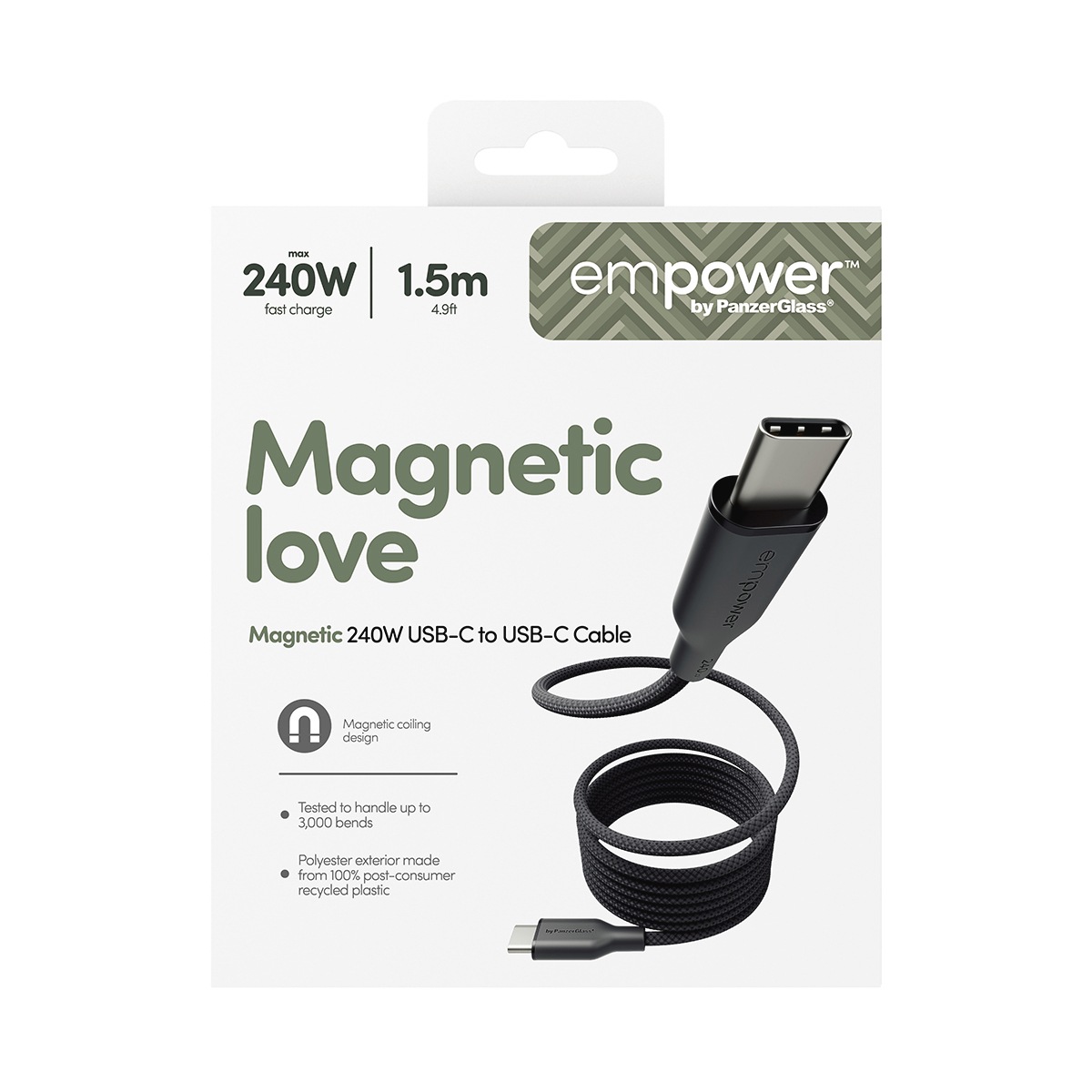 empower by PanzerGlass USB-Kabel »Magnetic 240W USB-C-USB zu C Kabel USB 2.0 1,5 m« USB-C 150 cm