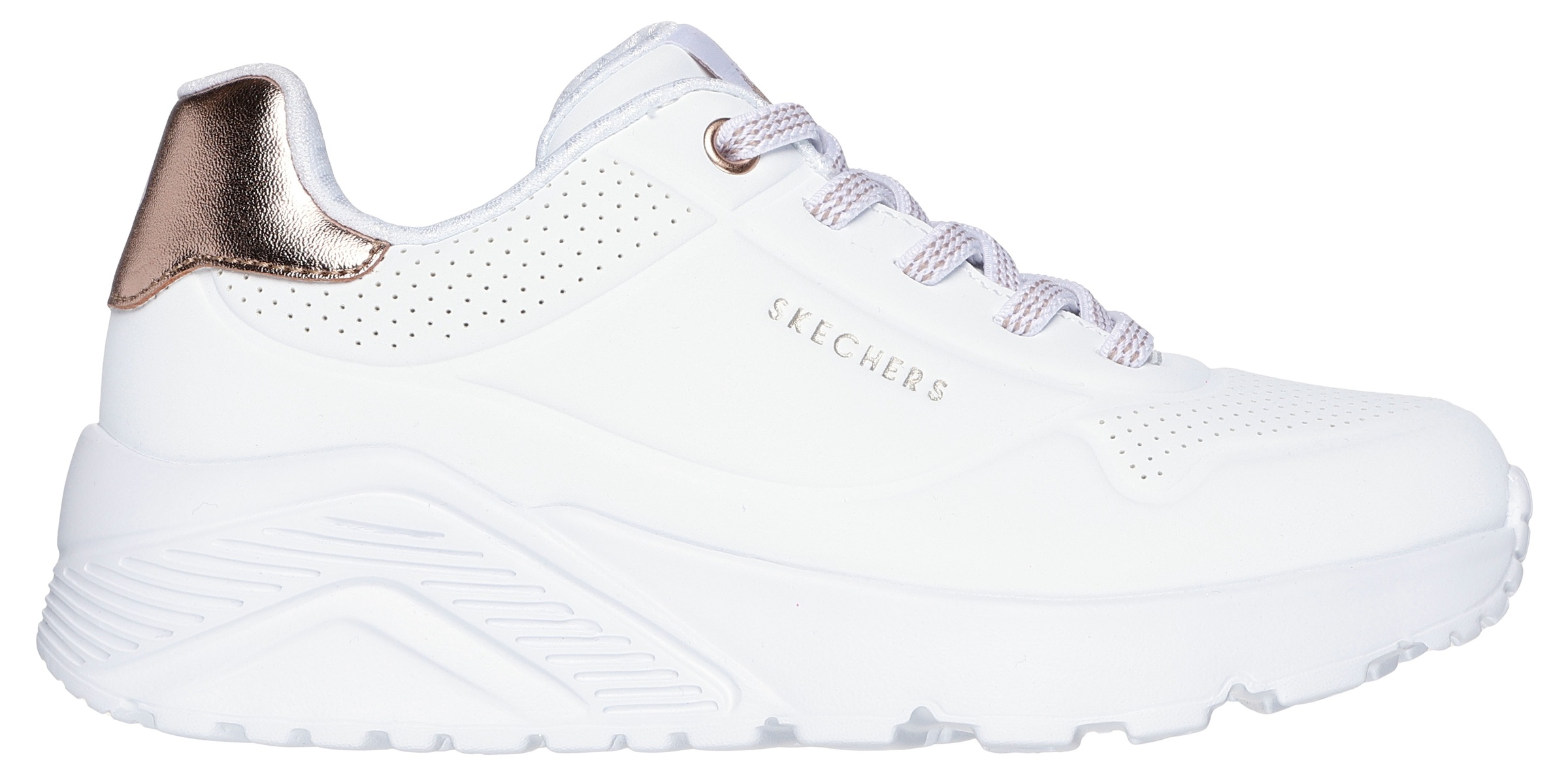Skechers Slip-On Sneaker »UNO LITE«, Freizeitschuh, Halbschuh, Slipper mit metallic Fersenpatch