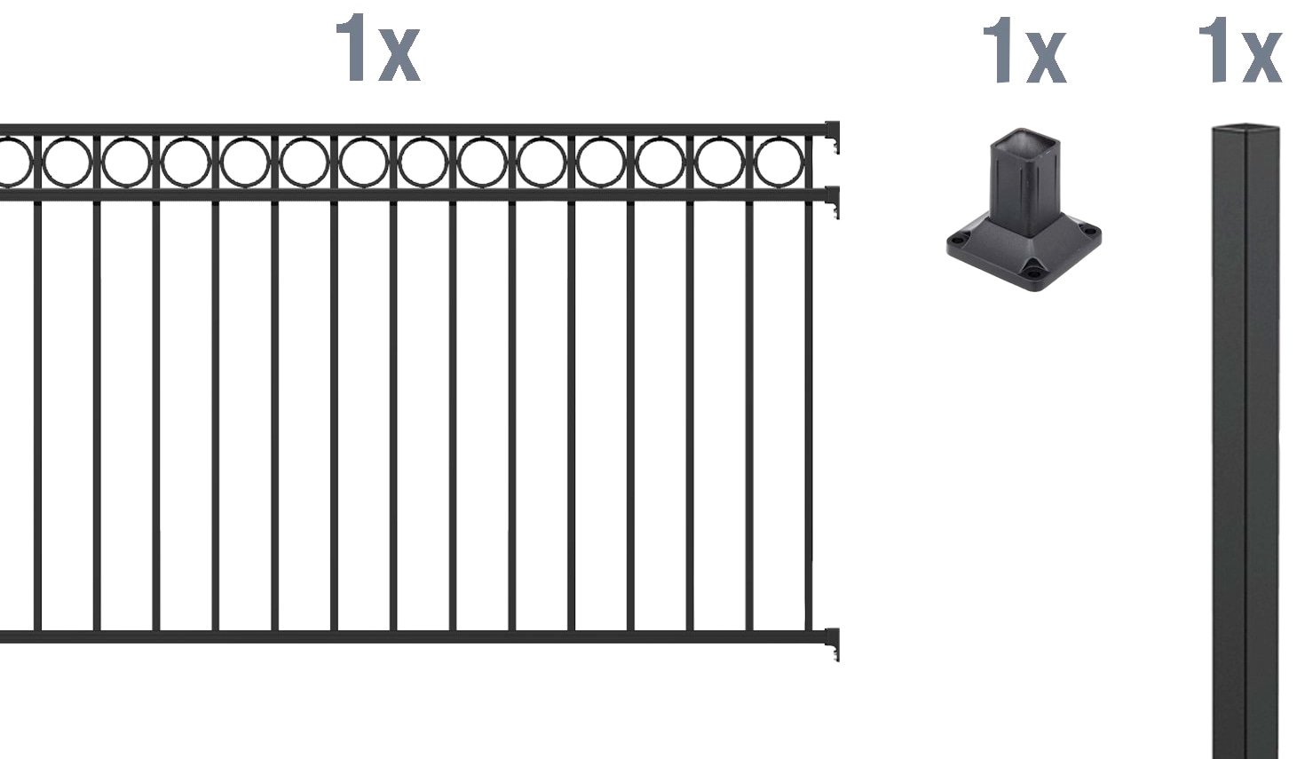 Alberts Metallzaun »Anbauset Circle«, Höhe: 100 und 120 cm, Breite: 200 cm, zum Aufschrauben
