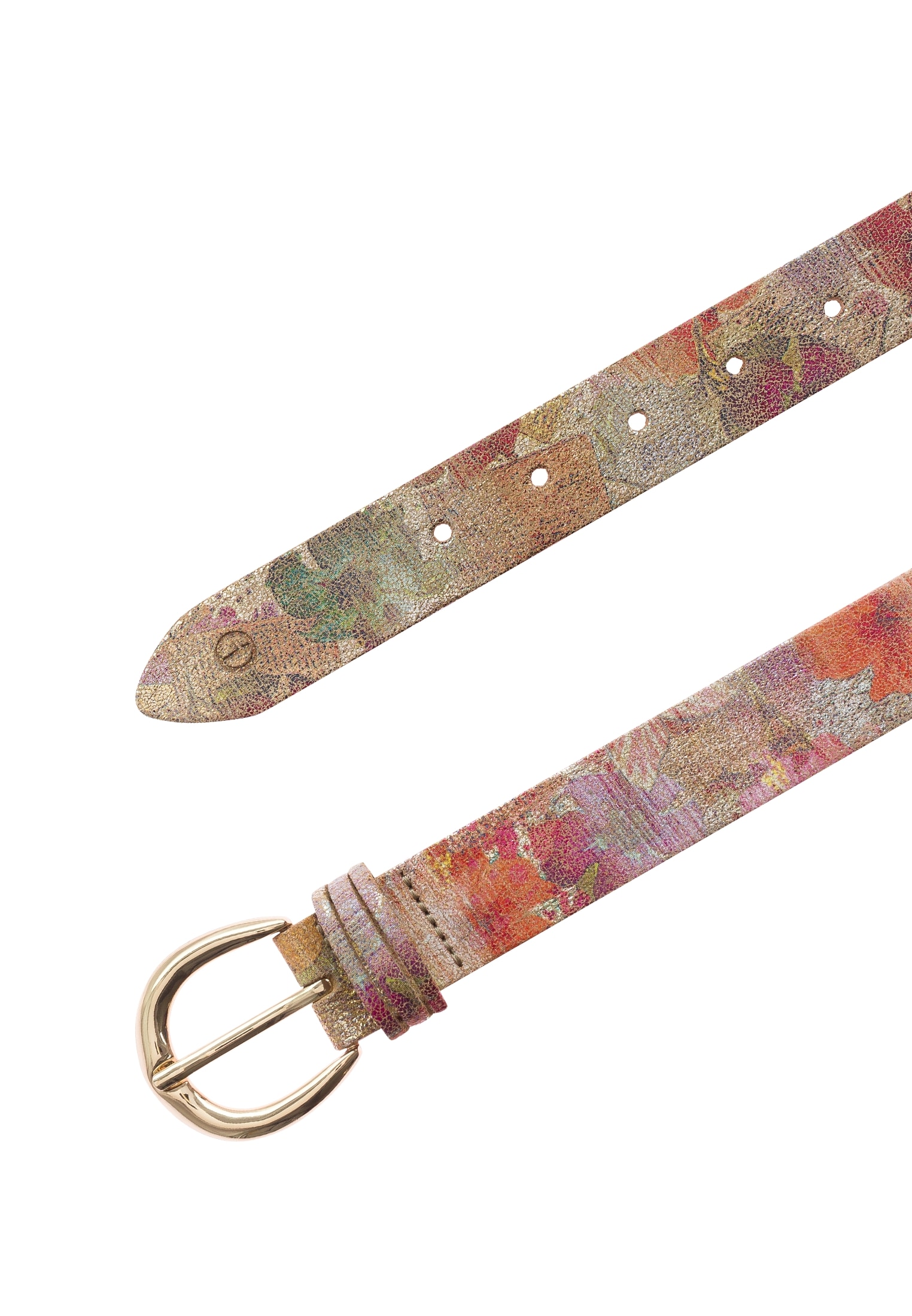 Tamaris Ledergürtel, Florales Muster im Metallic-Design oder Animal-Look, 3 cm breit