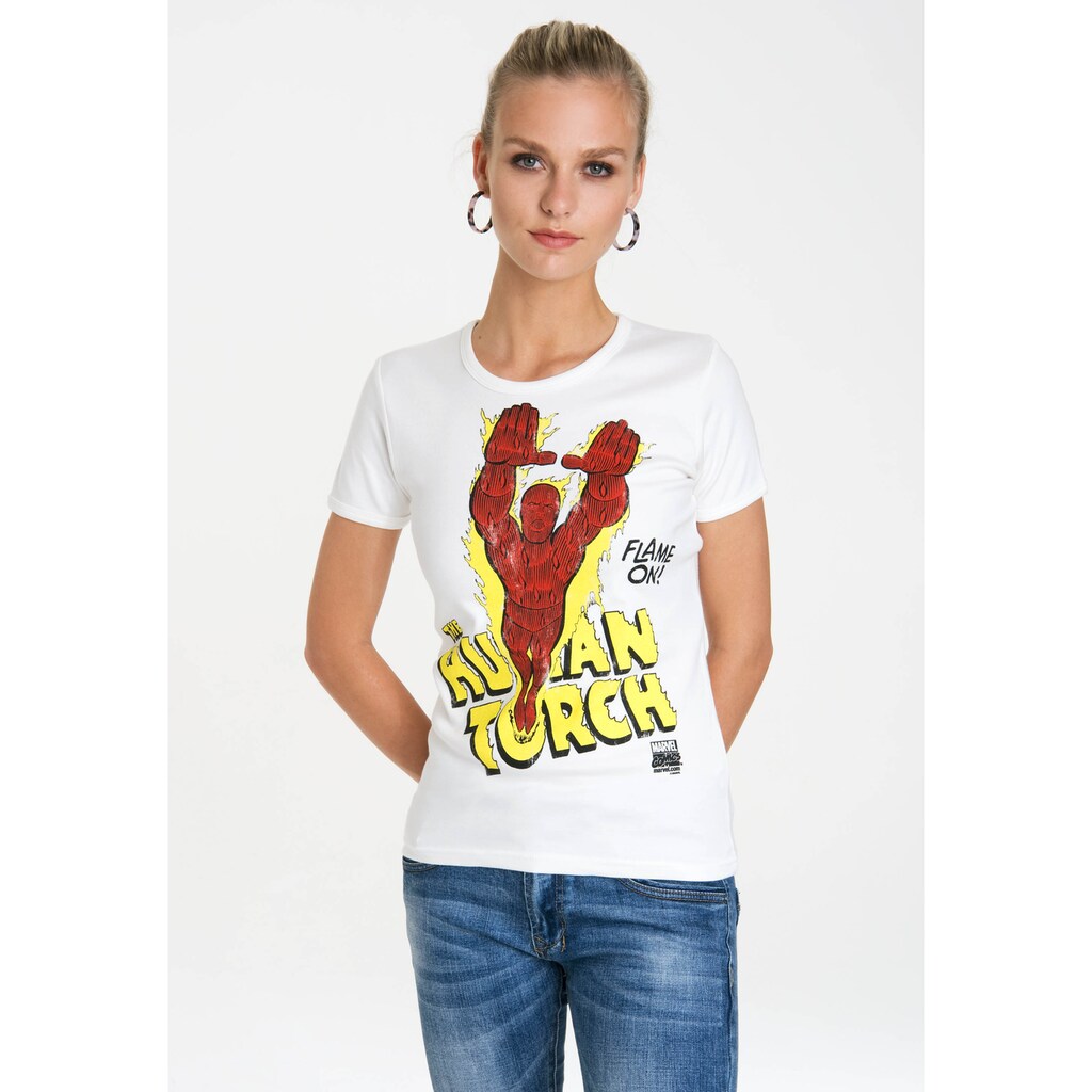 LOGOSHIRT T-Shirt »Human Torch – Flame On«, mit lizenziertem Originaldesign