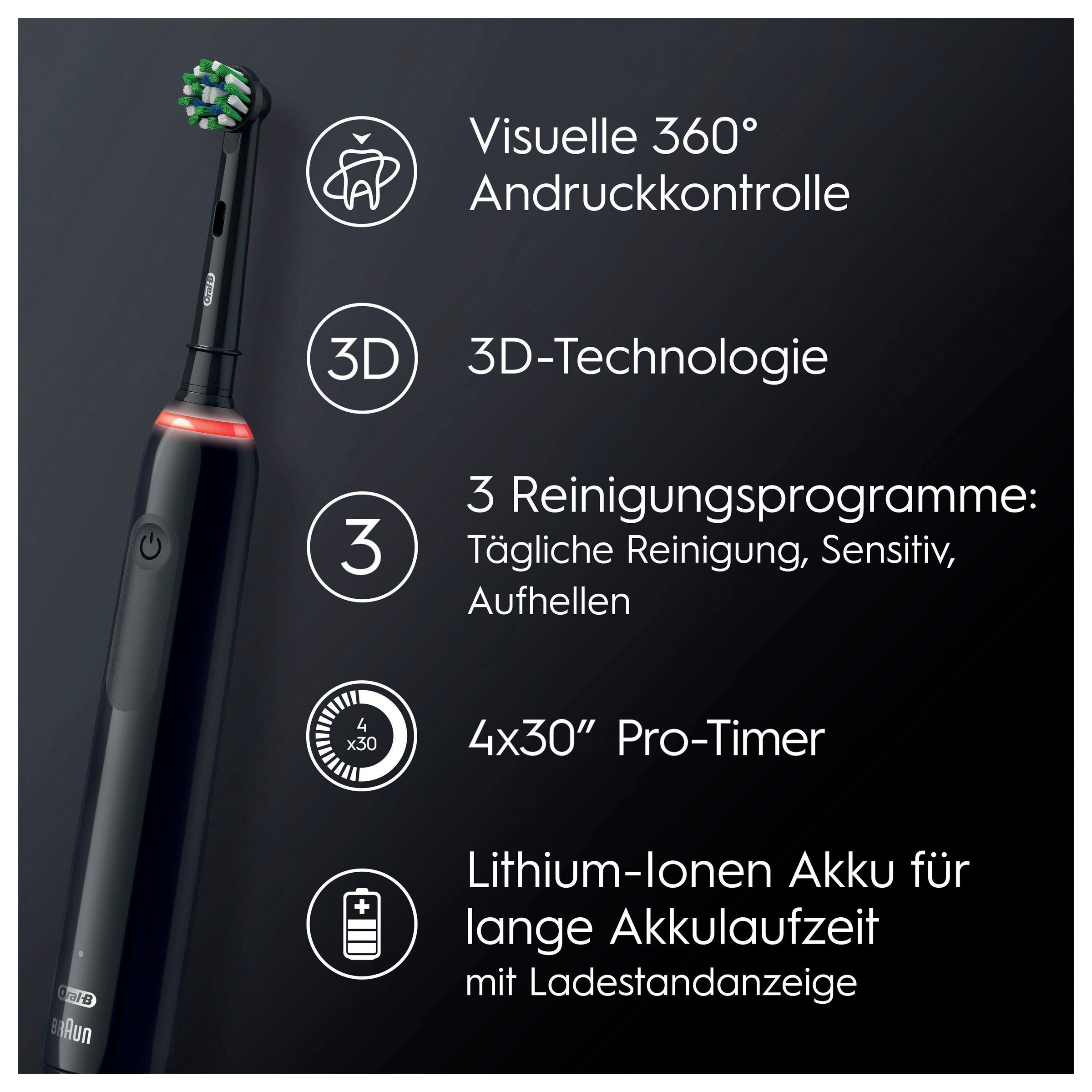 Oral B Elektrische Zahnbürste »Pro 3 3500«, 2 St. Aufsteckbürsten, 3 Putzmodi