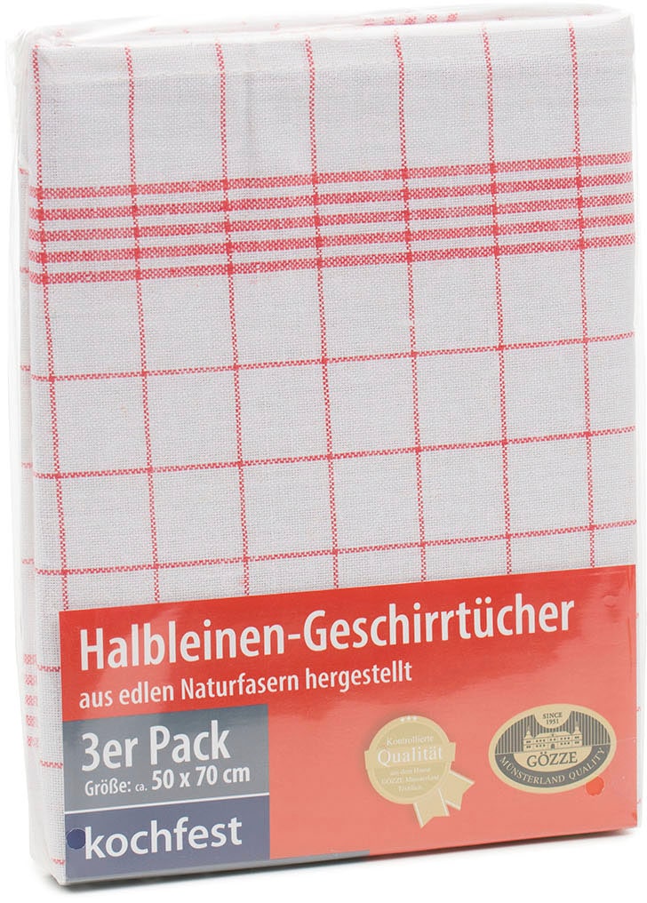 Gözze Geschirrtuch »Halbleinen Geschirrtuch, Des. 60152«, (Set, 3 tlg.), aus edlen Naturfasern