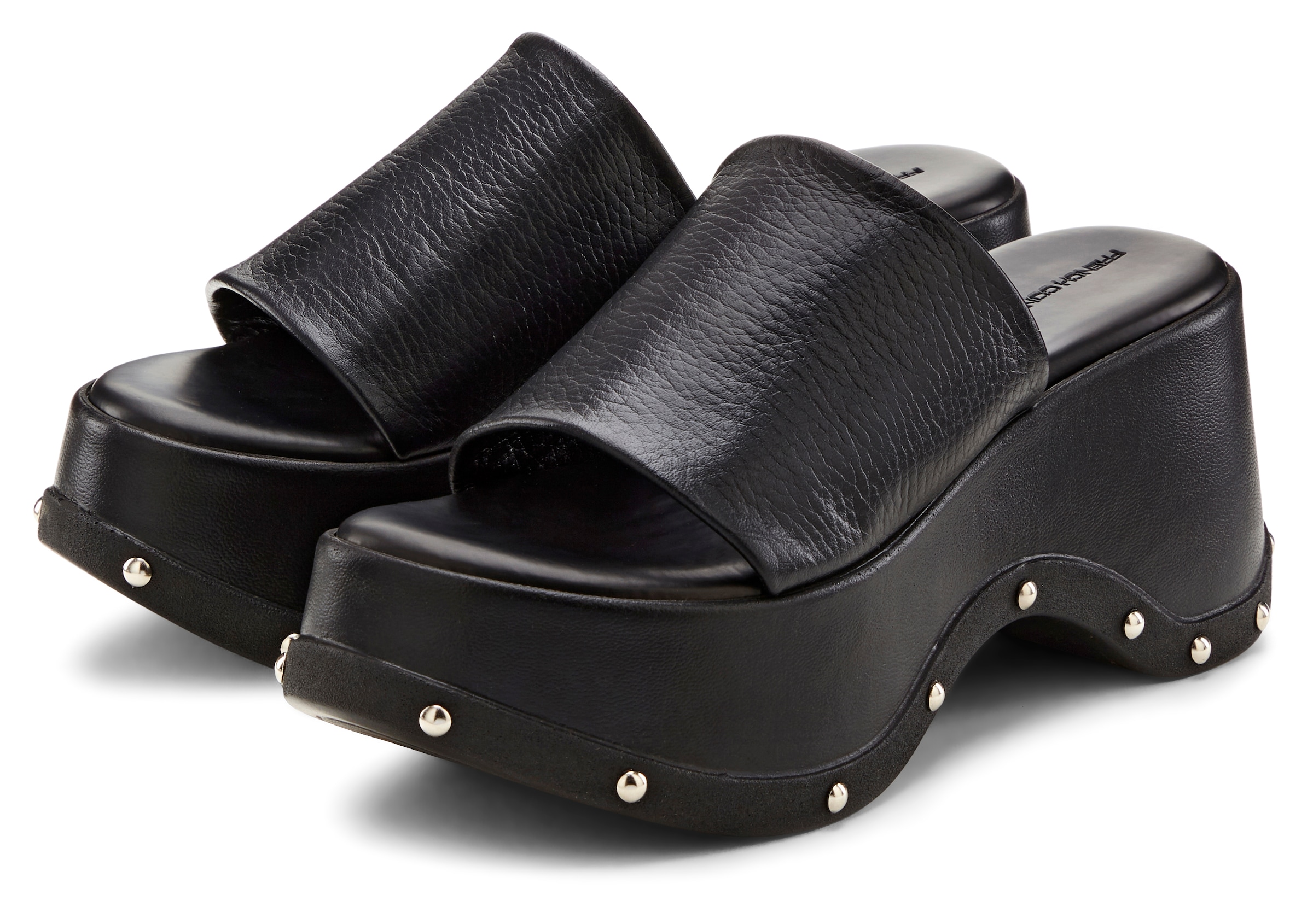 French Connection Pantolette "Mule, Sandale, offener Schuh, Lederpantolette, Sommerschuhe" aus Leder mit modischer Plateausohle und Nieten