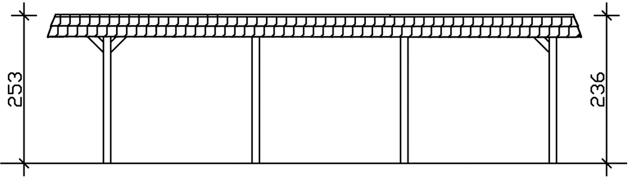 Skanholz Doppelcarport »Wendland«, Leimholz-Fichte, 550 cm, Schiefergrau, mit EPDM-Dach, rote Blende