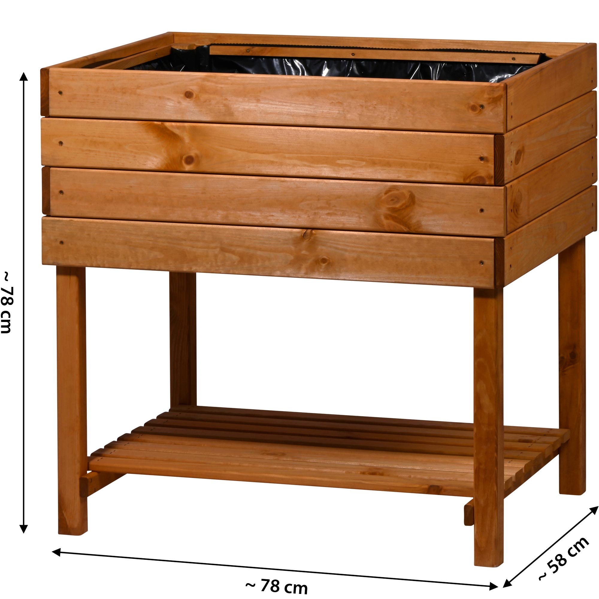 dobar Hochbeet »Kubus 2.0 mit Ablage und Pflanzfolie, Hellbraun« Außenmaße des Hochbeets: ca. 78x58x78 cm (LxBxH)