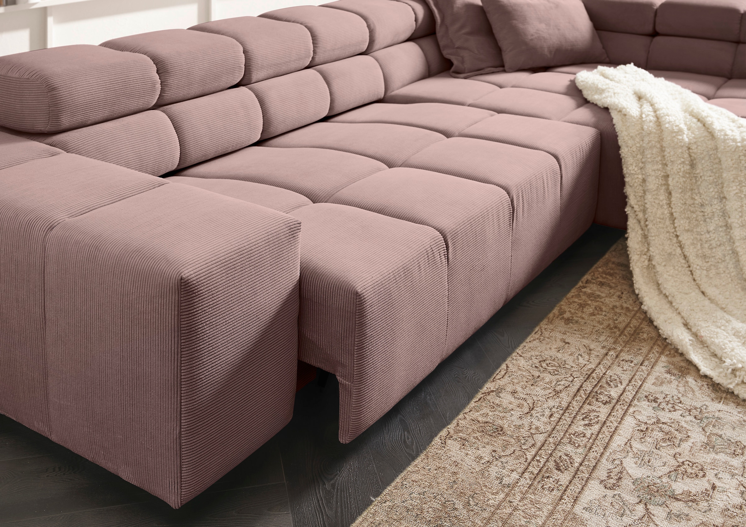 INOSIGN Ecksofa »Ancona incl. Kopfteilverstellung, Breite 319cm, L-Form«, wahlweise motorische Sitztiefenverstellung, auch in Cord + Easy Care