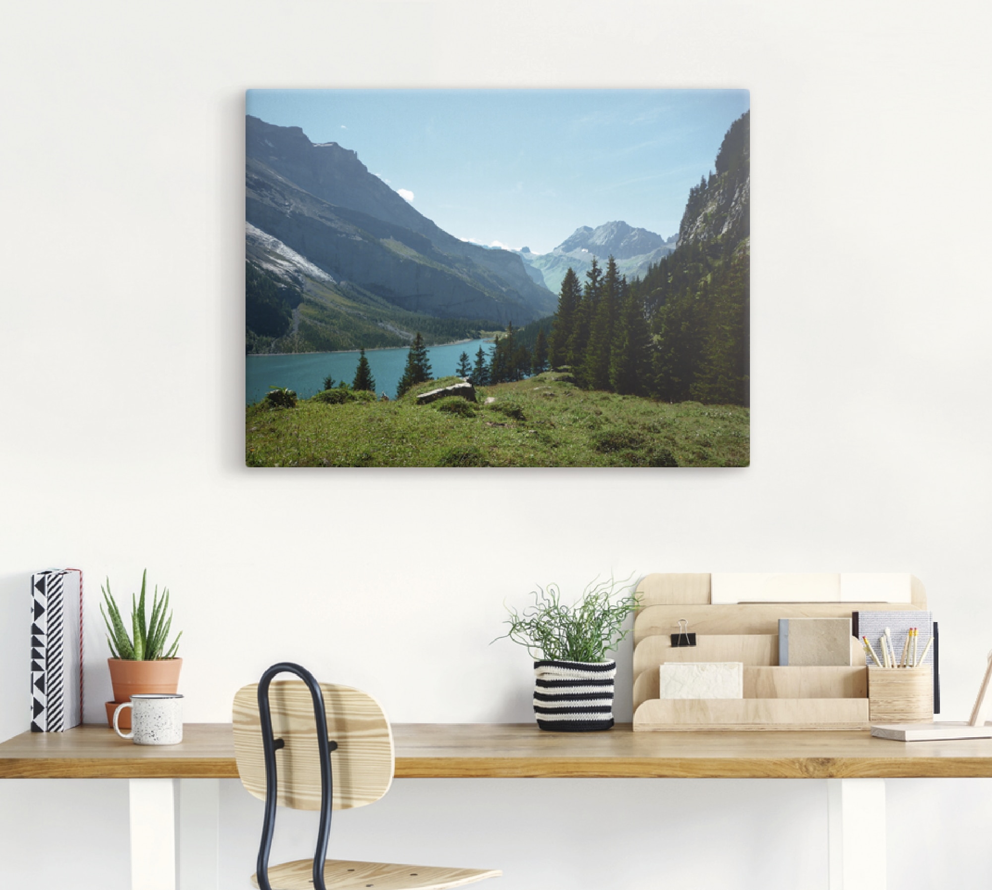 Artland Leinwandbild "Blick auf den Oeschinensee", Berge, (1 St.), auf Keil günstig online kaufen