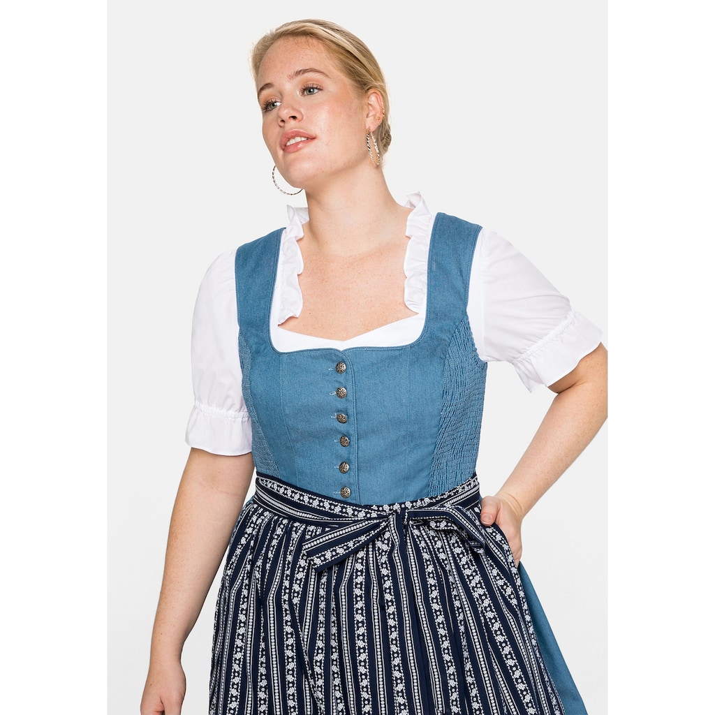 Sheego Dirndl »Große Größen«, in Denim-Optik mit Schürze 2-tlg.