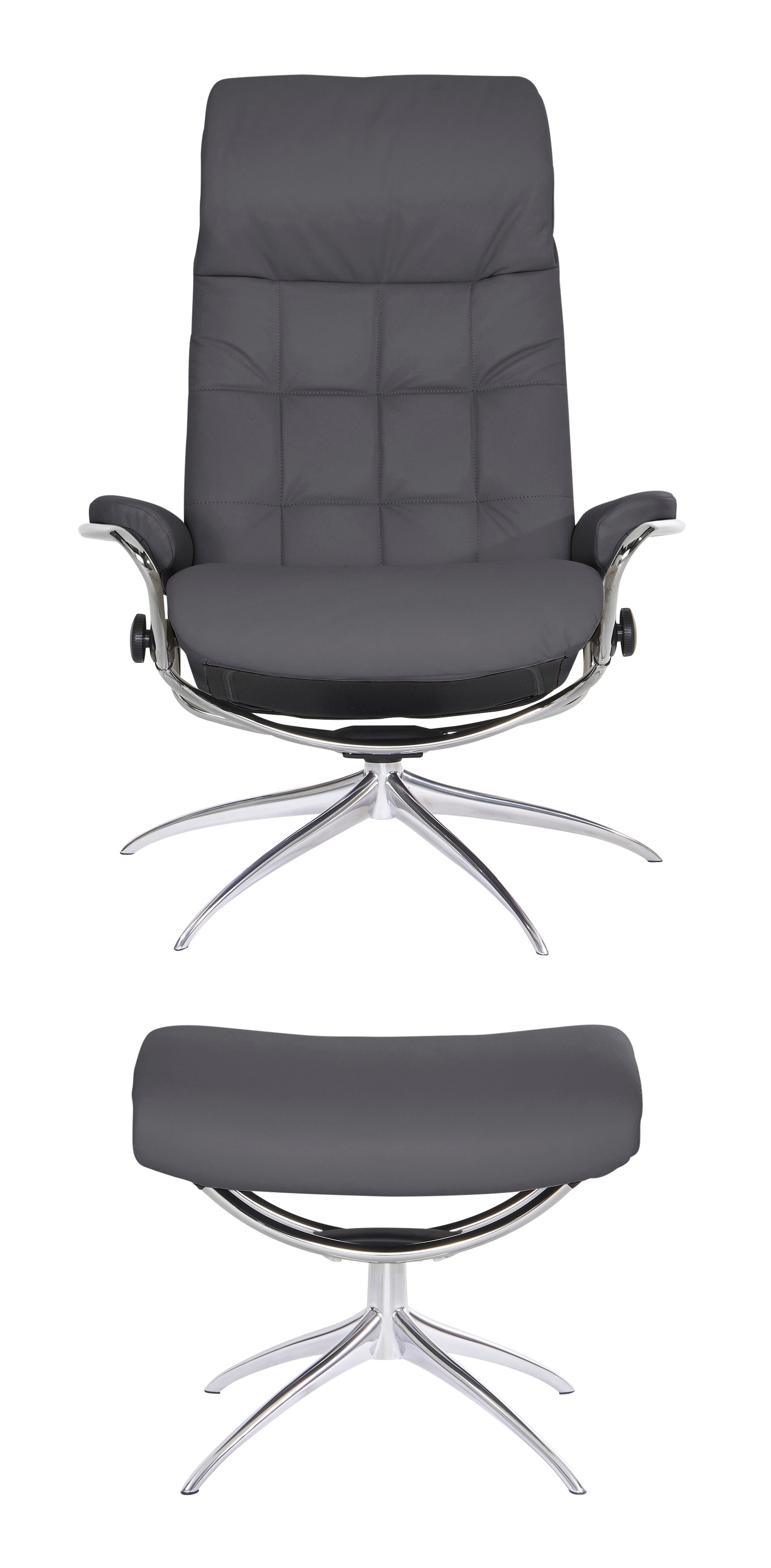 Stressless® Relaxsessel »London«, (Set, Relaxsessel mit Hocker), mit Hocker, High Back, mit Star Base, Gestell Chrom