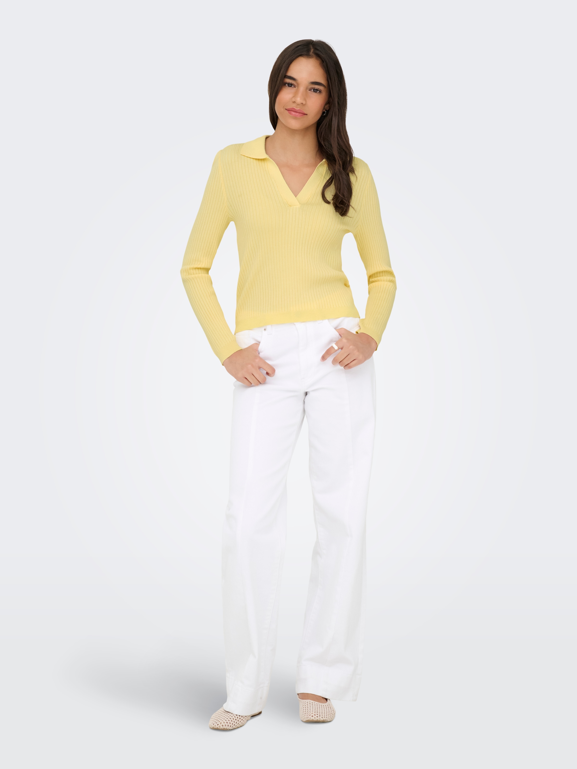 ONLY Polokragenpullover »ONLKAYA LS POLO PULLOVER EX KNT« Rippstrick