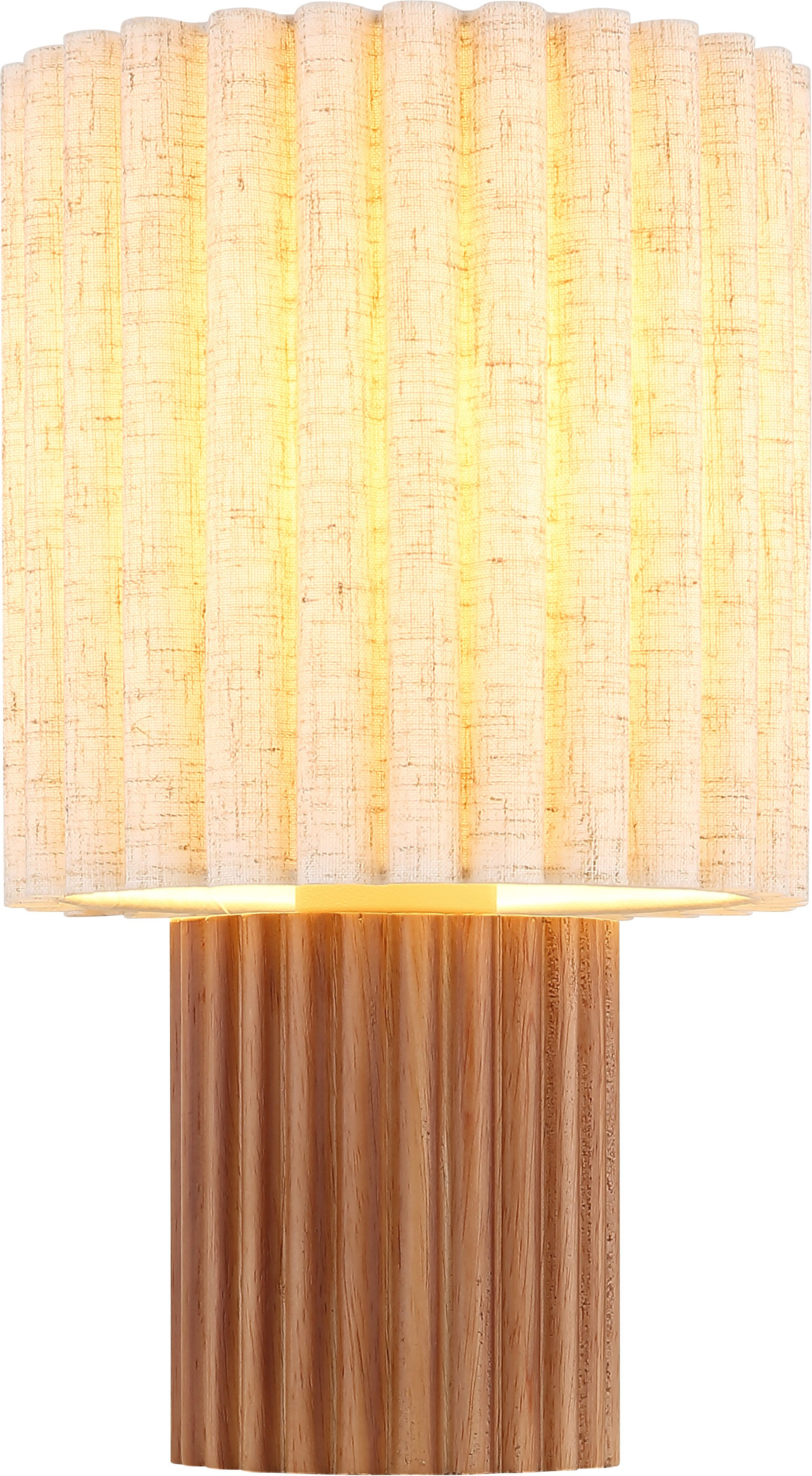 GLOBO LIGHTING Tischleuchte »JANNIE« E27 1 Stk. Holz-Tischleuchte, Leinen-Schirm, Wippschalter, E27, Ø180mm