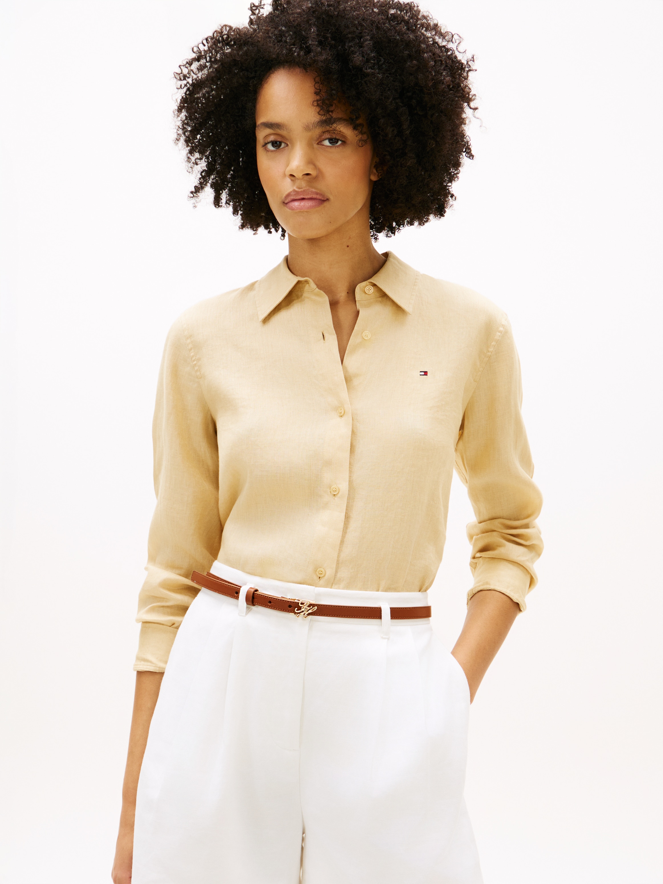 Tommy Hilfiger Hemdbluse "ESS LINEN RELAXED SHIRT" mit Logostickerei,kühlen günstig online kaufen