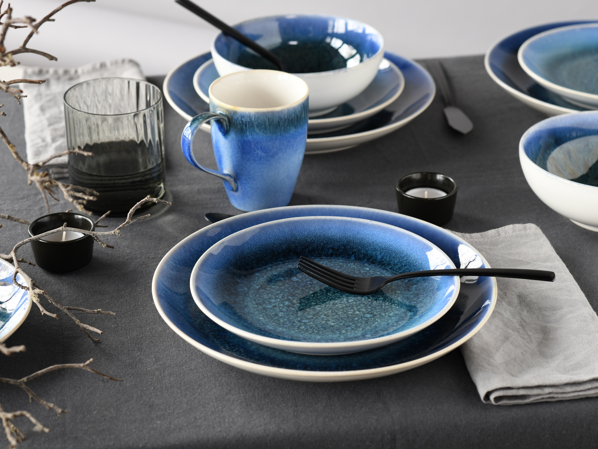 CreaTable Kombiservice »Caldera, Kombi-Service, 16-tlg«, (Set, 16 tlg.), Reaktivglasur
