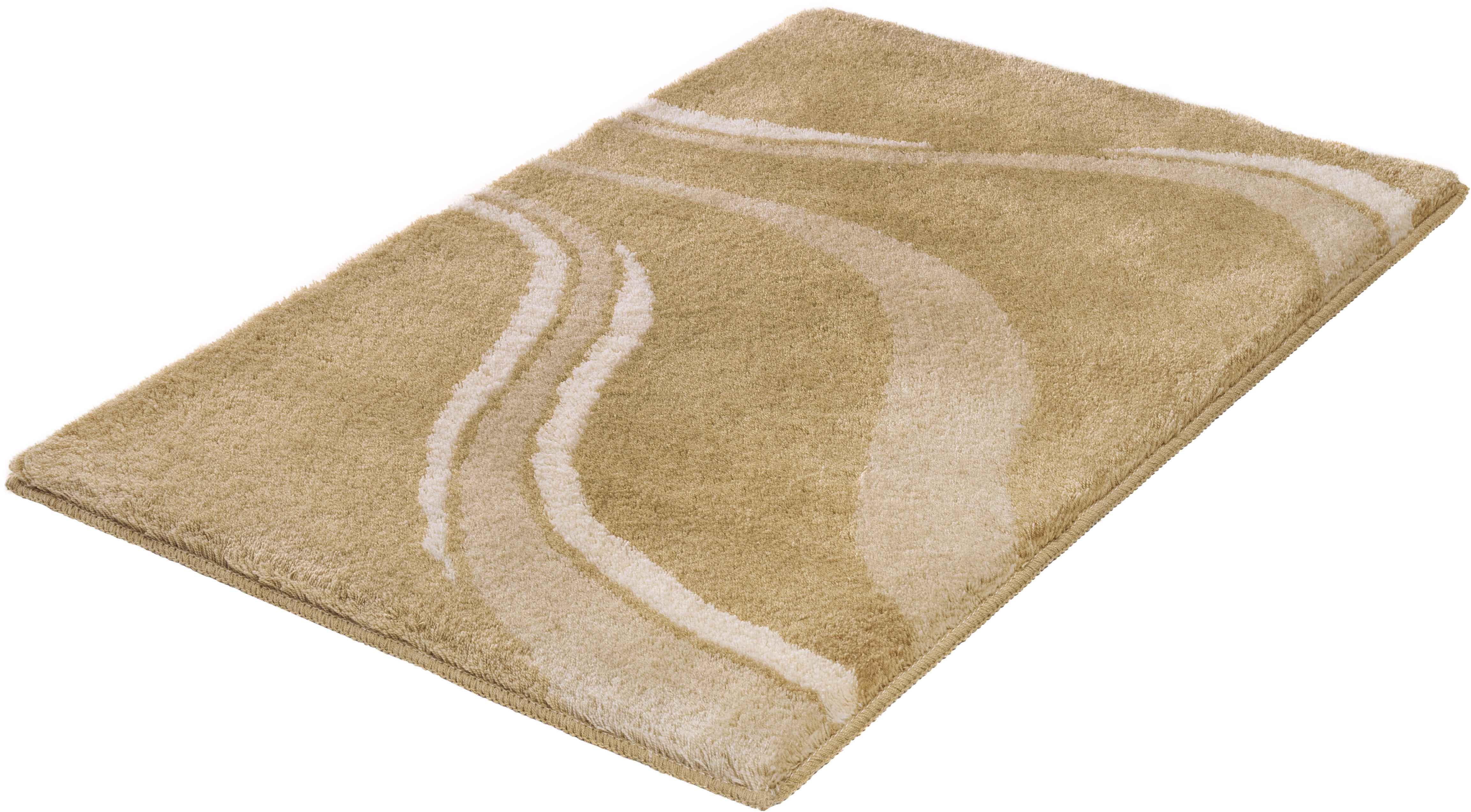 Kleine Wolke Badematte ""Vento", Badvorleger, Badezimmer Teppich" Höhe 20 mm rutschhemmend beschichtet fußbodenheizungsgeeignet Badteppich, modernes Welledesign, besonders weich