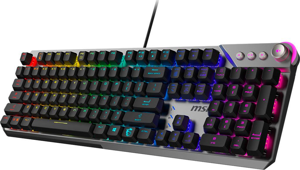 MSI Gaming-Tastatur »STRIKE 600«, (Antirutsch-Füße-Funktionstasten-Licht-Bewegungs-Sensor-Multimedia-Tasten-USB-Anschluss-Windows-Sperrtaste-Ziffernblock)