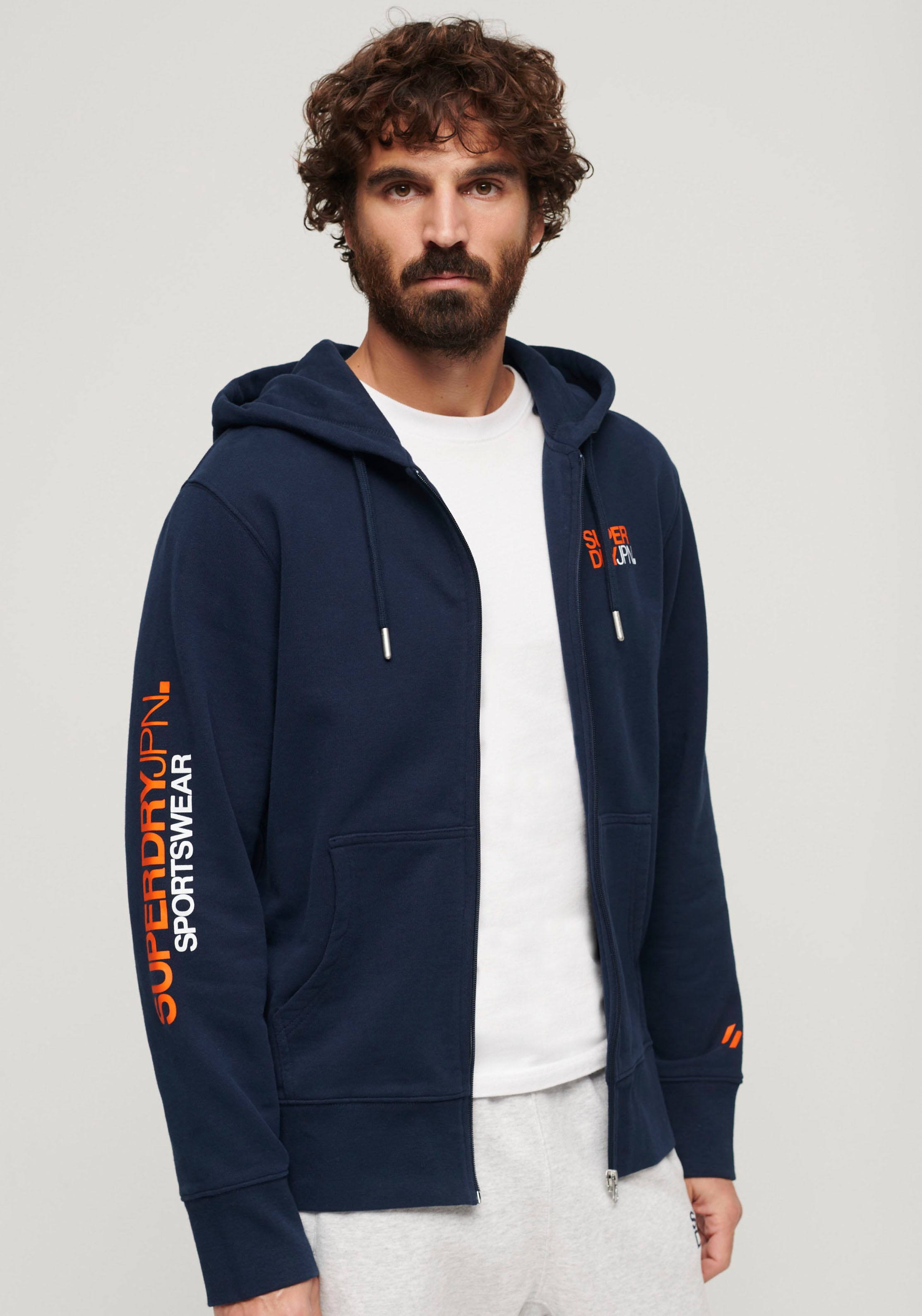 Superdry Sweatjacke "SD-SPORTSWEAR LOGO LOOSE ZIP HOOD" günstig online kaufen