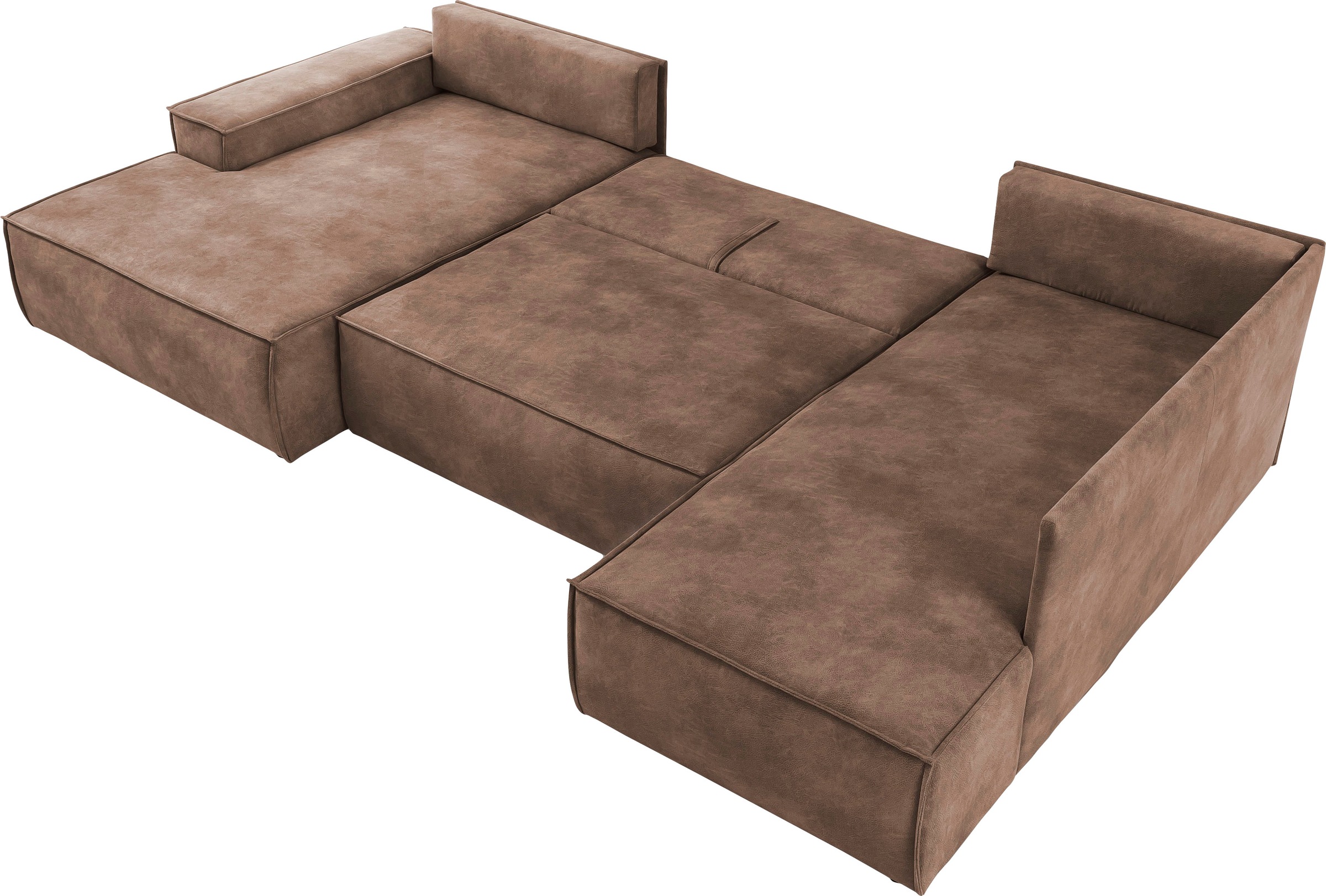 Home affaire Wohnlandschaft »SHERWOOD 329 cm, U-Form, Schlafsofa,«, Schlaffunktion m. Bettkasten (194x139 cm), Cord, Vintage, Samtvelours